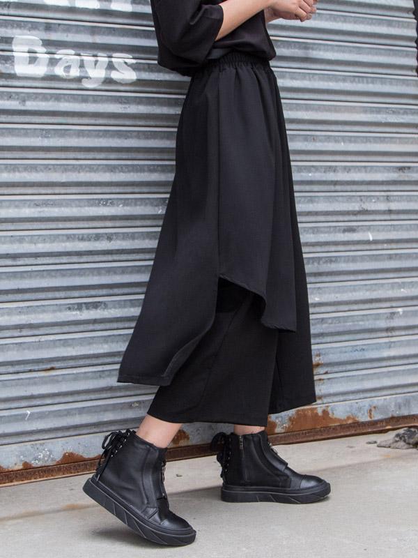 Chiffon Split-Joint Asymmetric Wide-Leg Pants Product Image