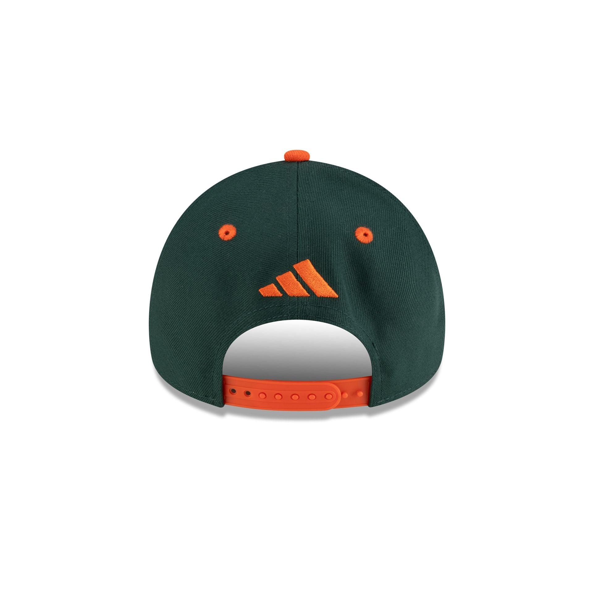 New Era x adidas Miami Hurricanes Black 9FORTY A-Frame Snapback Hat Male Product Image