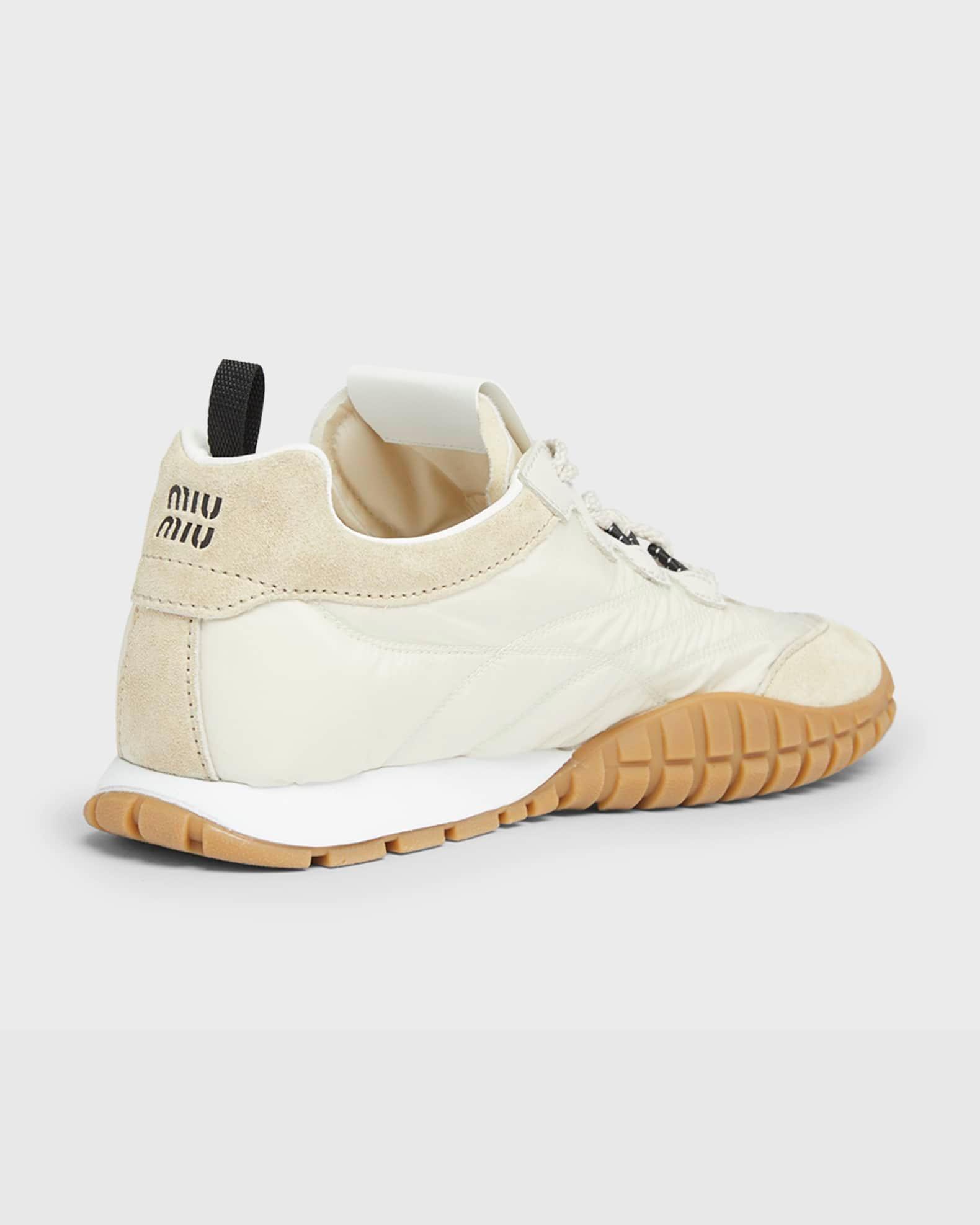 Low-Top Nylon & Leather Sneakers Product Image