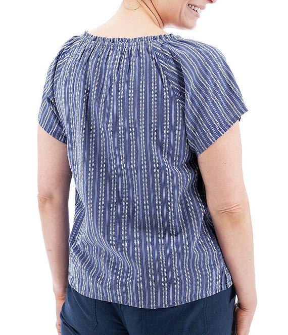 Aventura Colmar Striped Split V Neckline Short Sleeve Blouse Product Image