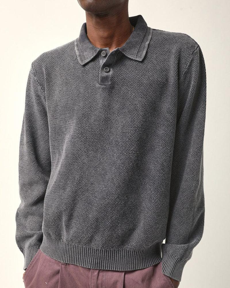 LS Rice Stitch Polo - Black Product Image