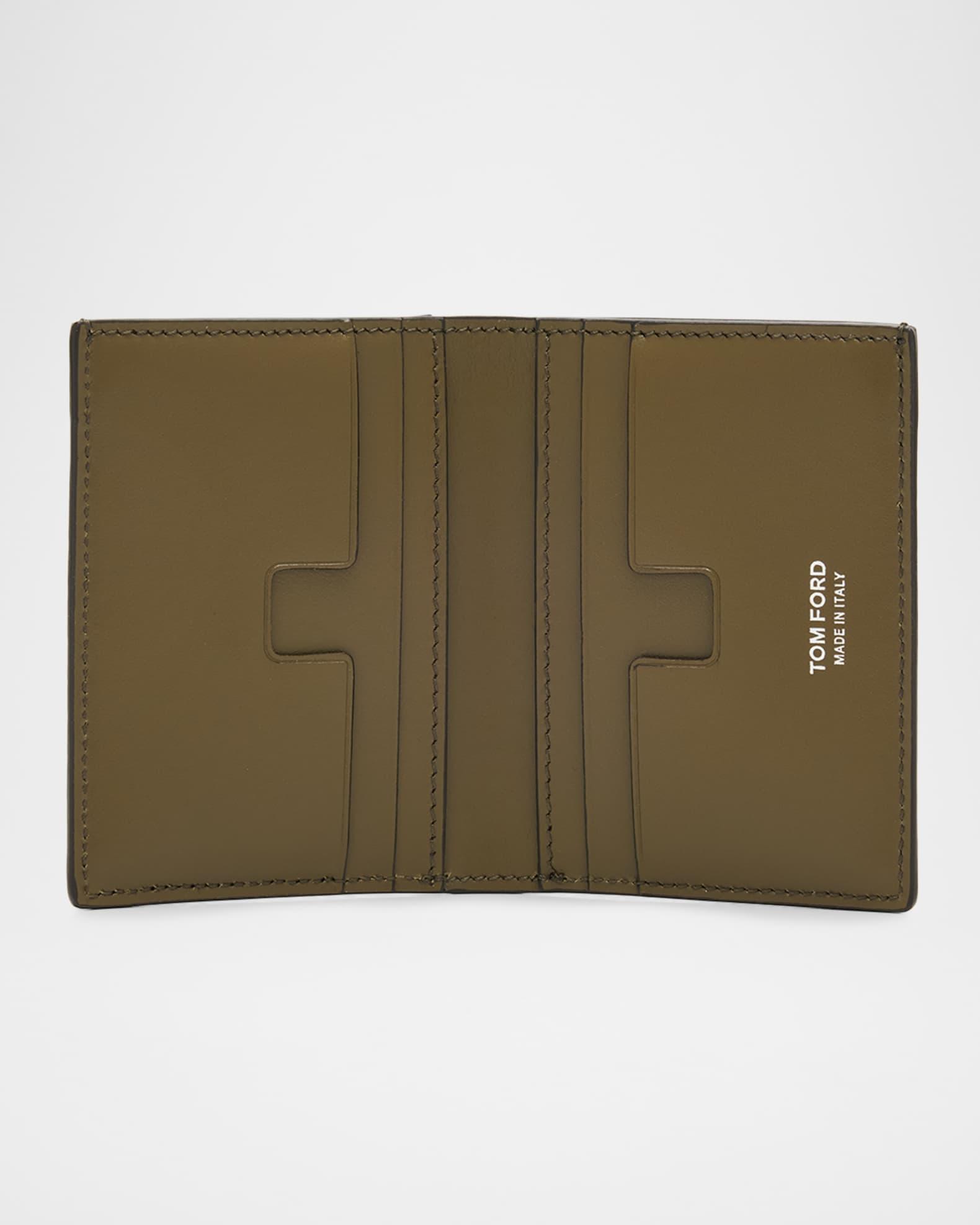 Men's T Line Printed Leather Bifold Card Holder Product Image