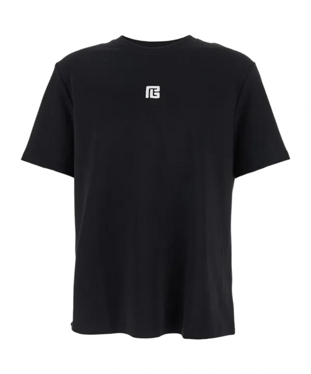 BALMAIN Logo-embroidered Crew-neck T-shirt In Black Product Image