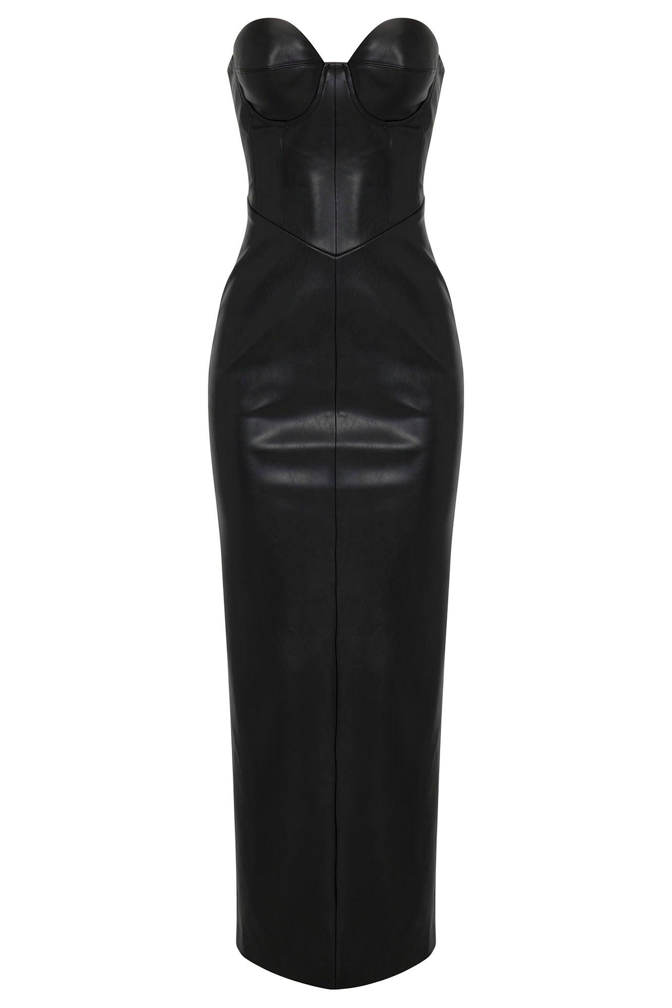 Rosalie Faux Leather Maxi Dress - Black Product Image