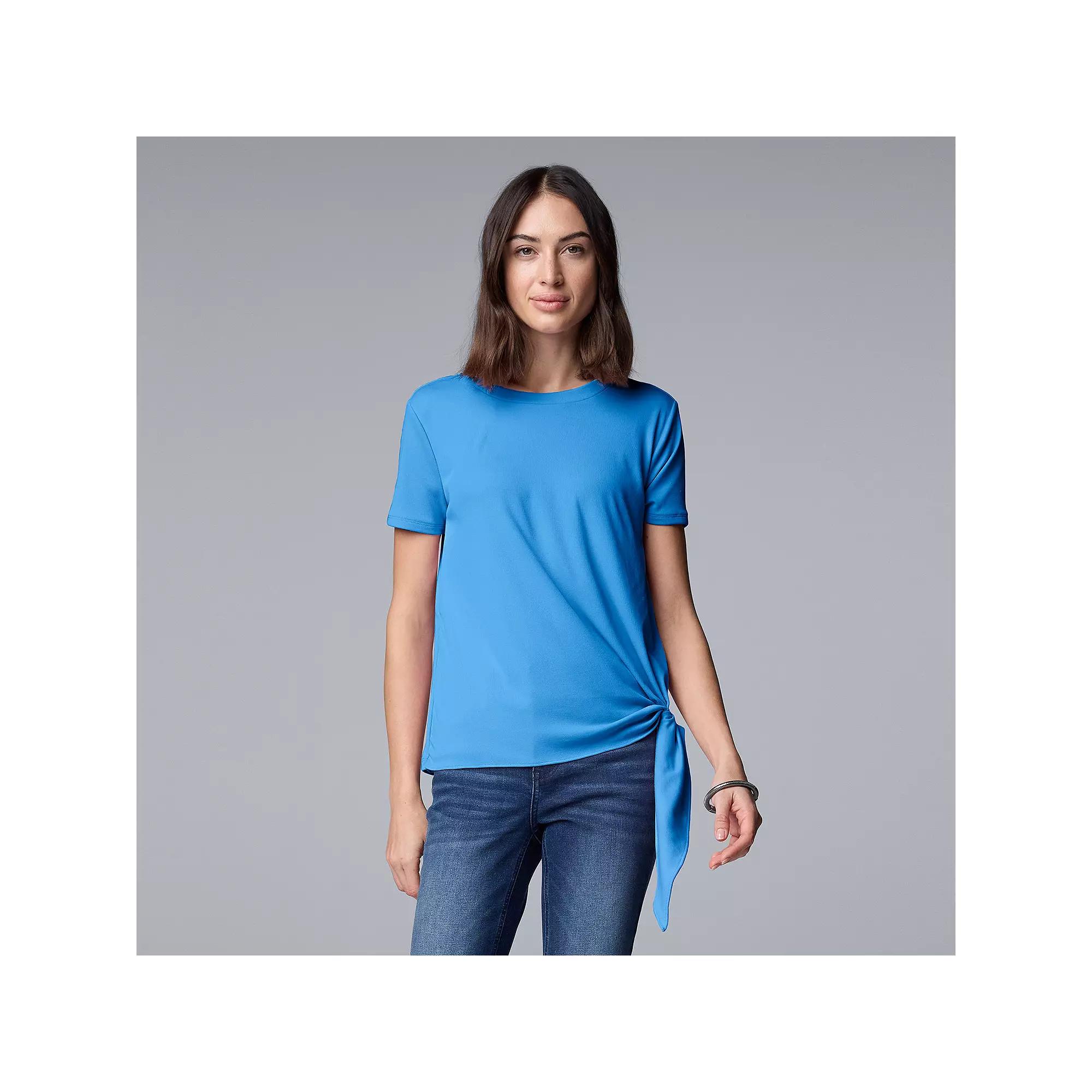 Simply Vera Vera Wang Side-Tie Mixed Media Top, Women's,  Product Image