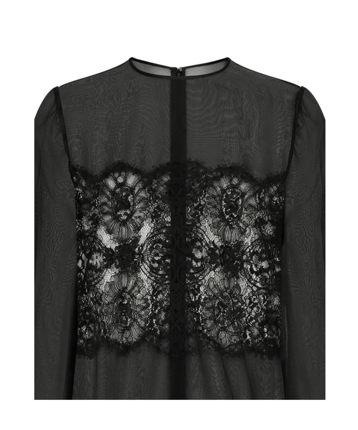DOLCE & GABBANA Short Organza And Lace Dress In Black Product Image
