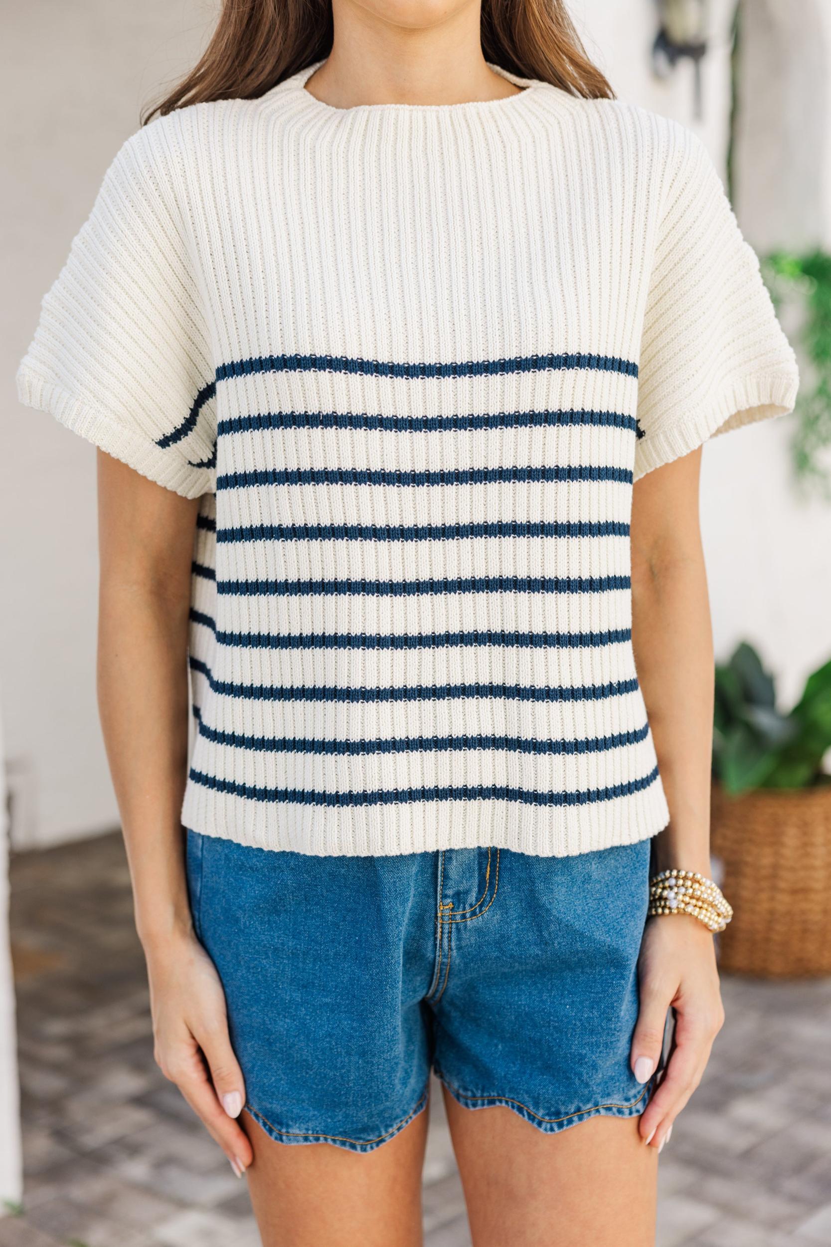 Ready For The Day Navy Blue Striped Sweater Female Product Image