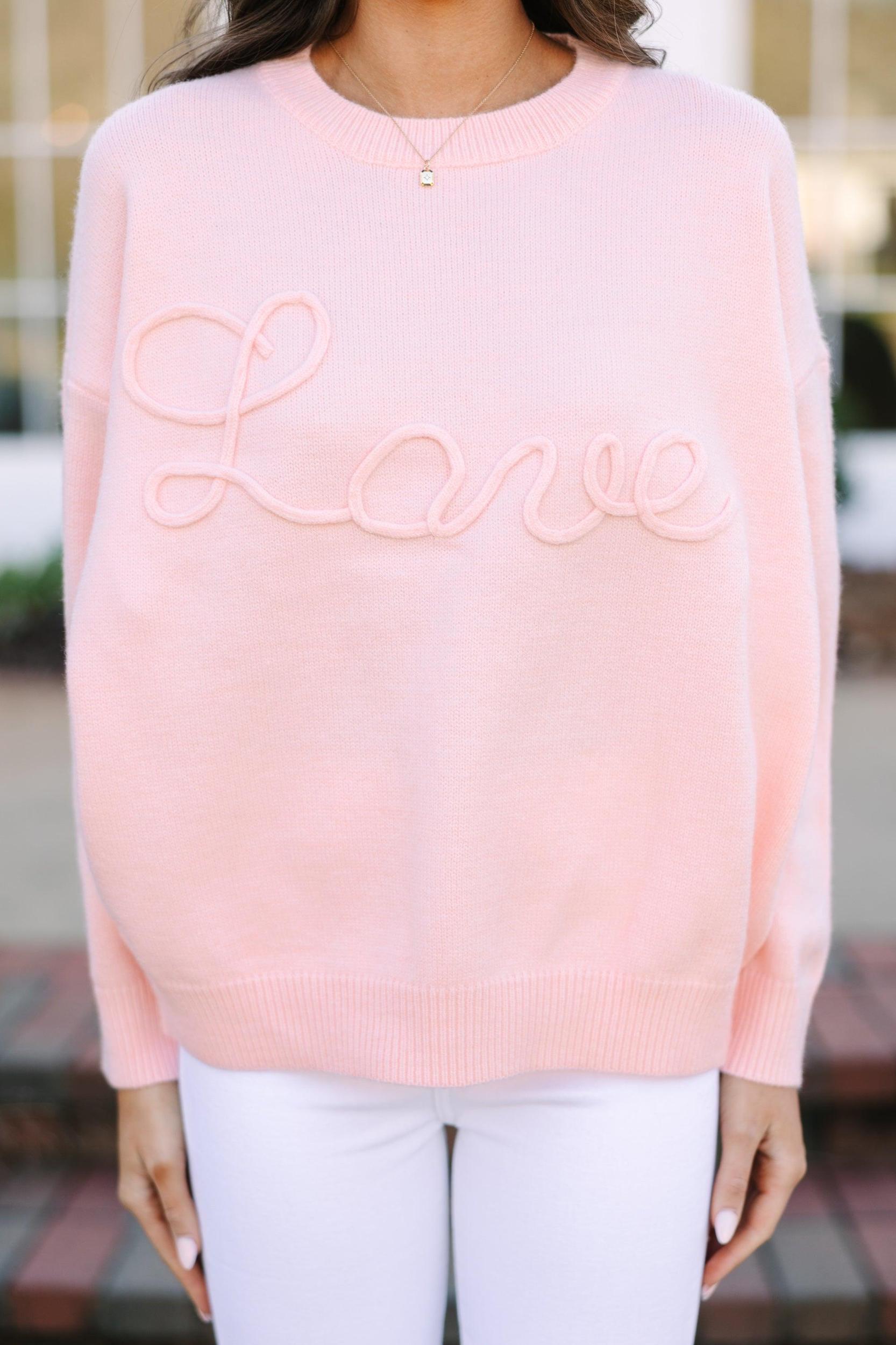With Love Pink Script Sweater Female Product Image