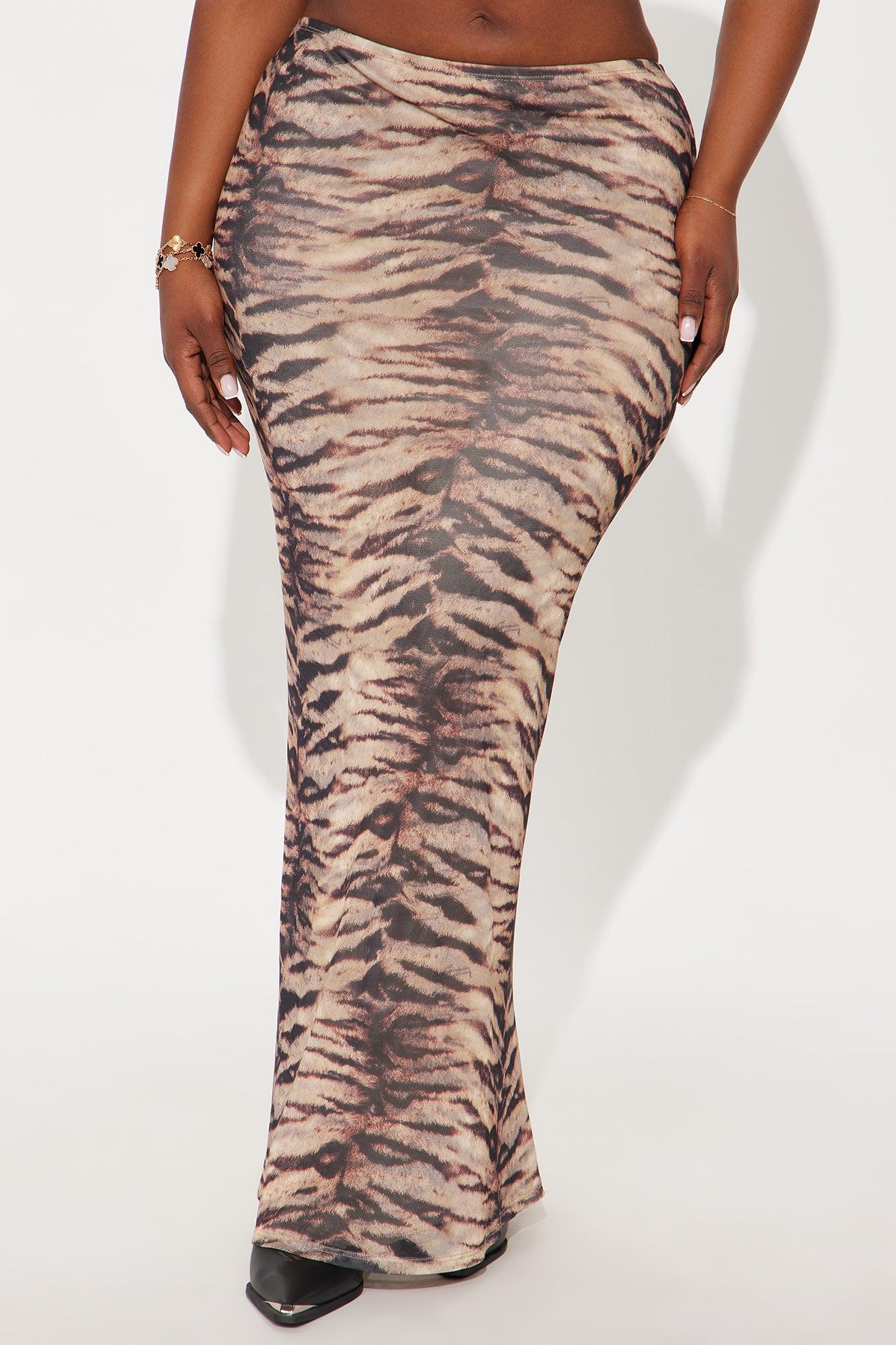 Feeling Feisty Tiger Print Mesh Maxi - Brown/combo Female Product Image