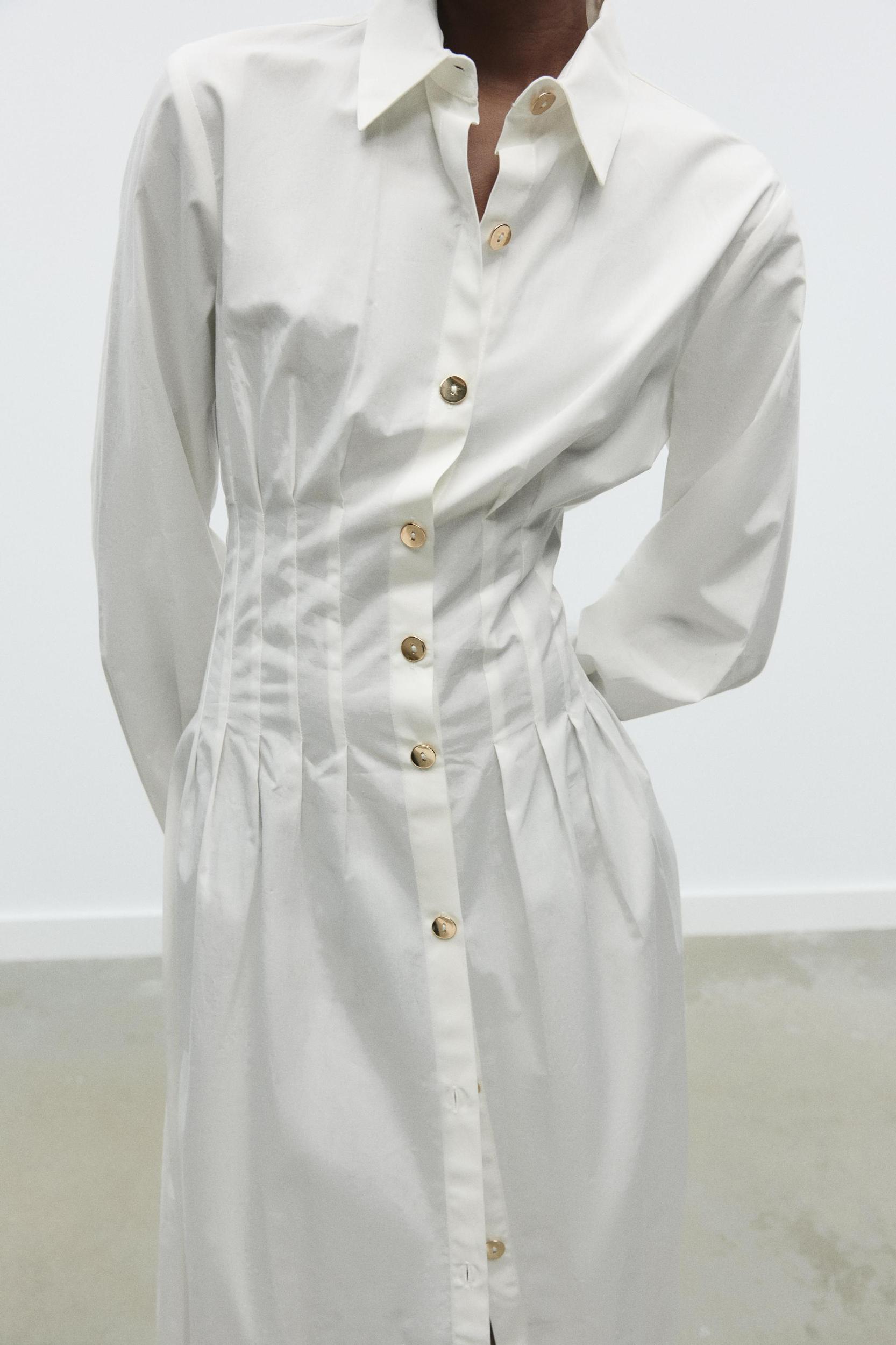 FITTED WAIST POPLIN DRESS Product Image