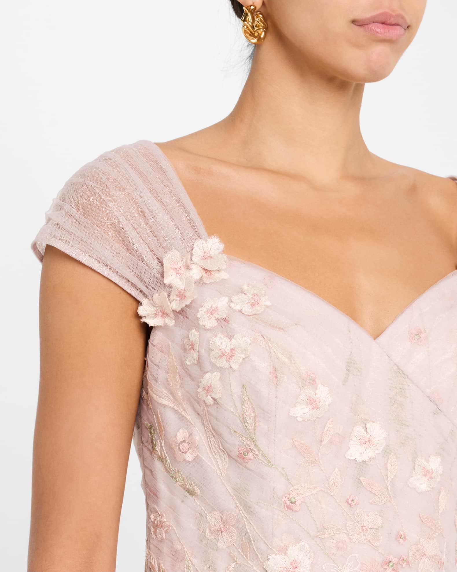 Floral-Embroidered Tulle Gown Product Image