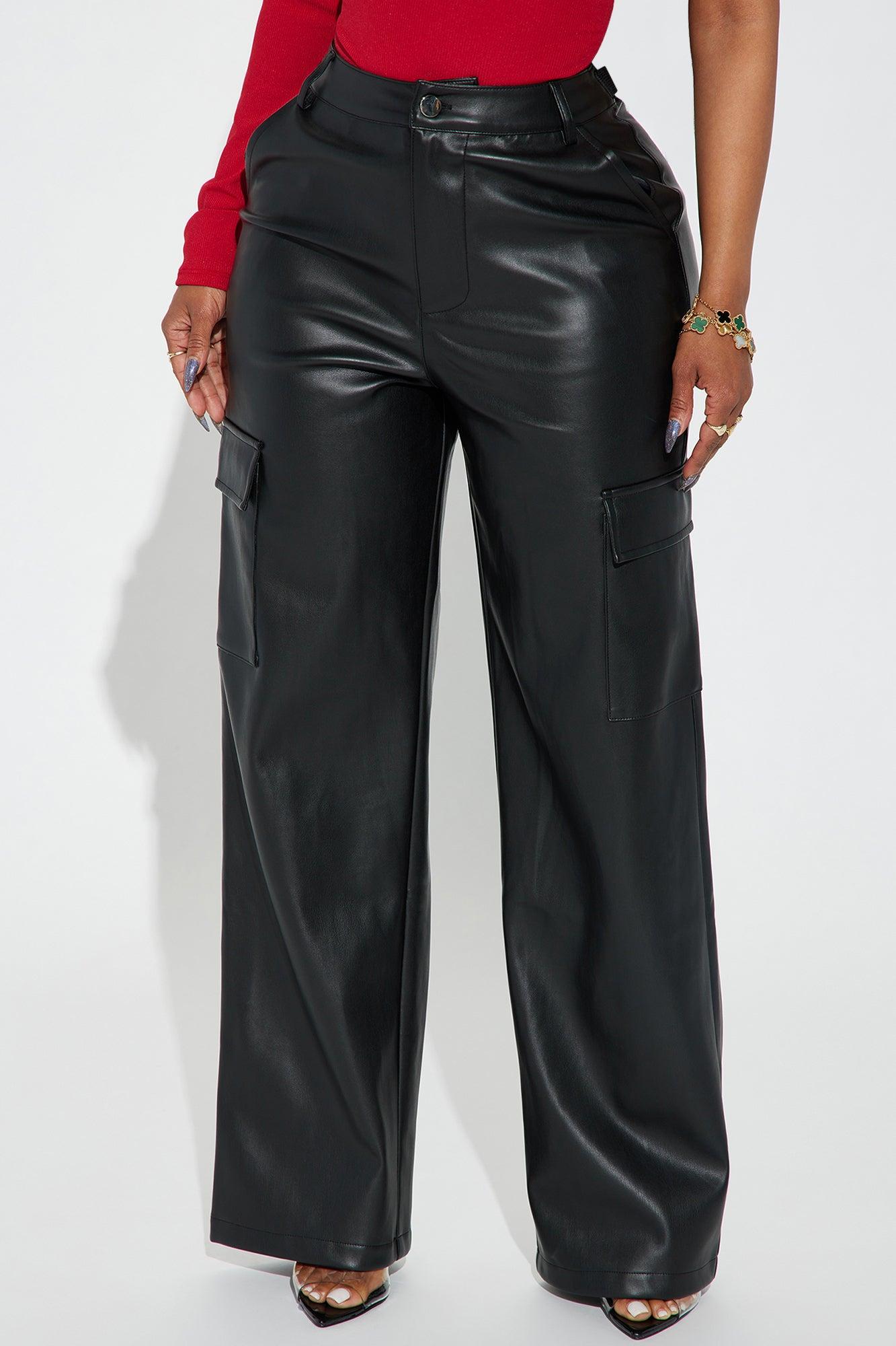 Zora Faux Leather Cargo Pant - Black Product Image