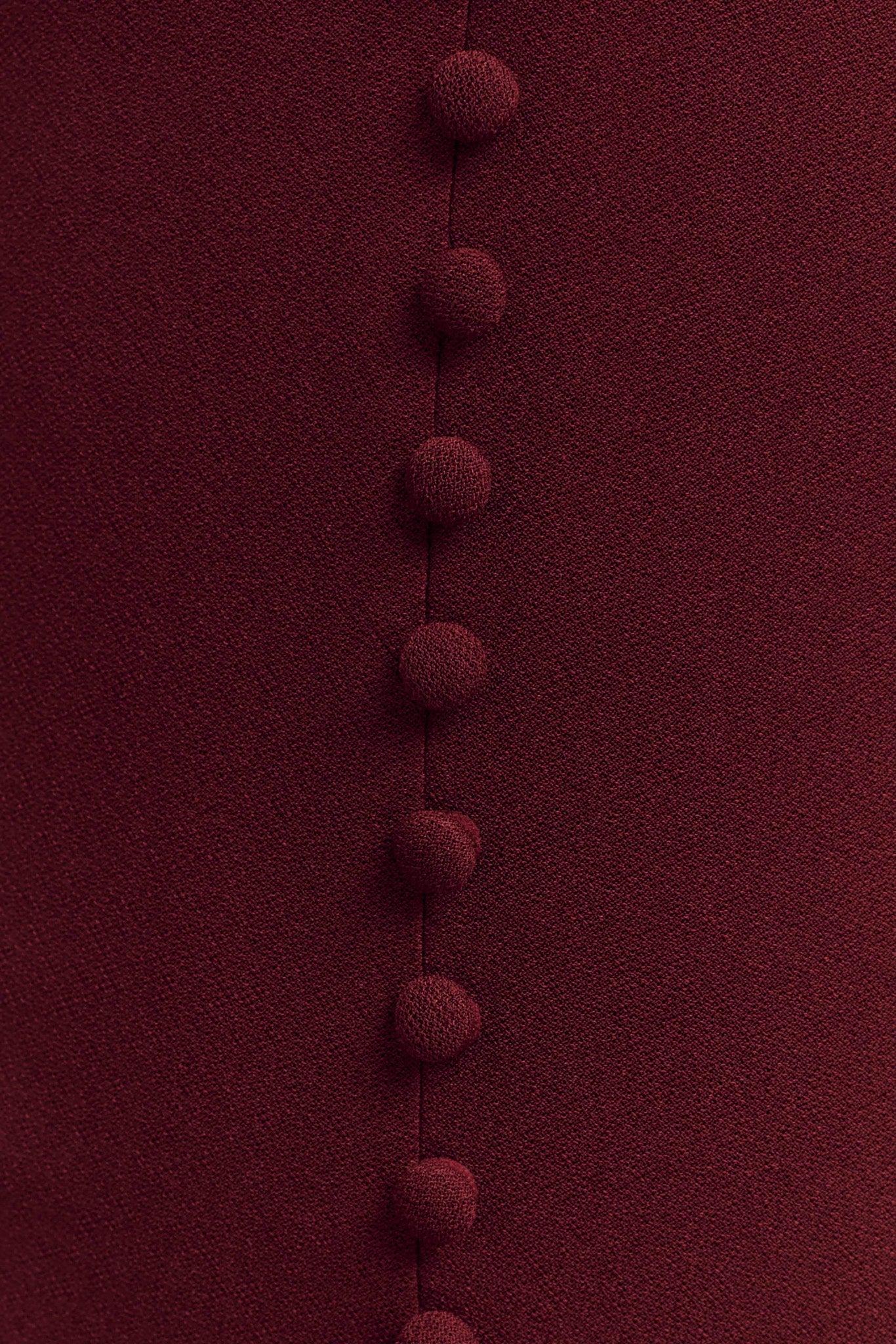 Annita Crepe Halter Midi Dress - Merlot Product Image