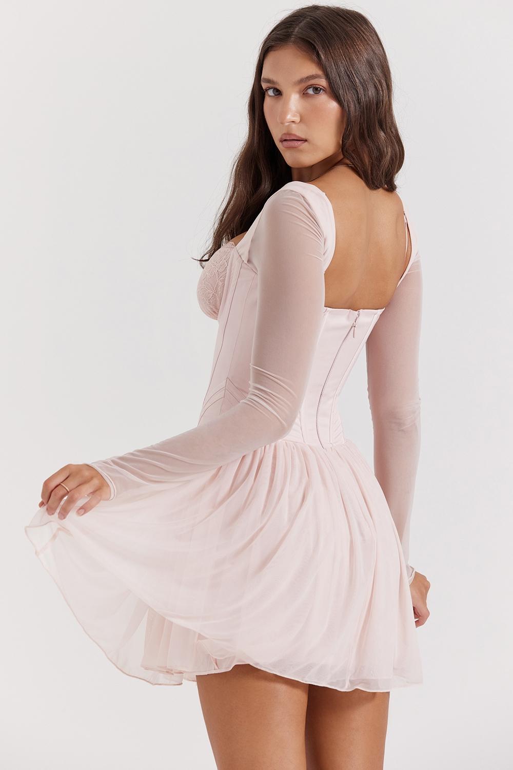 Vivi  soft peach corset mini dress Product Image