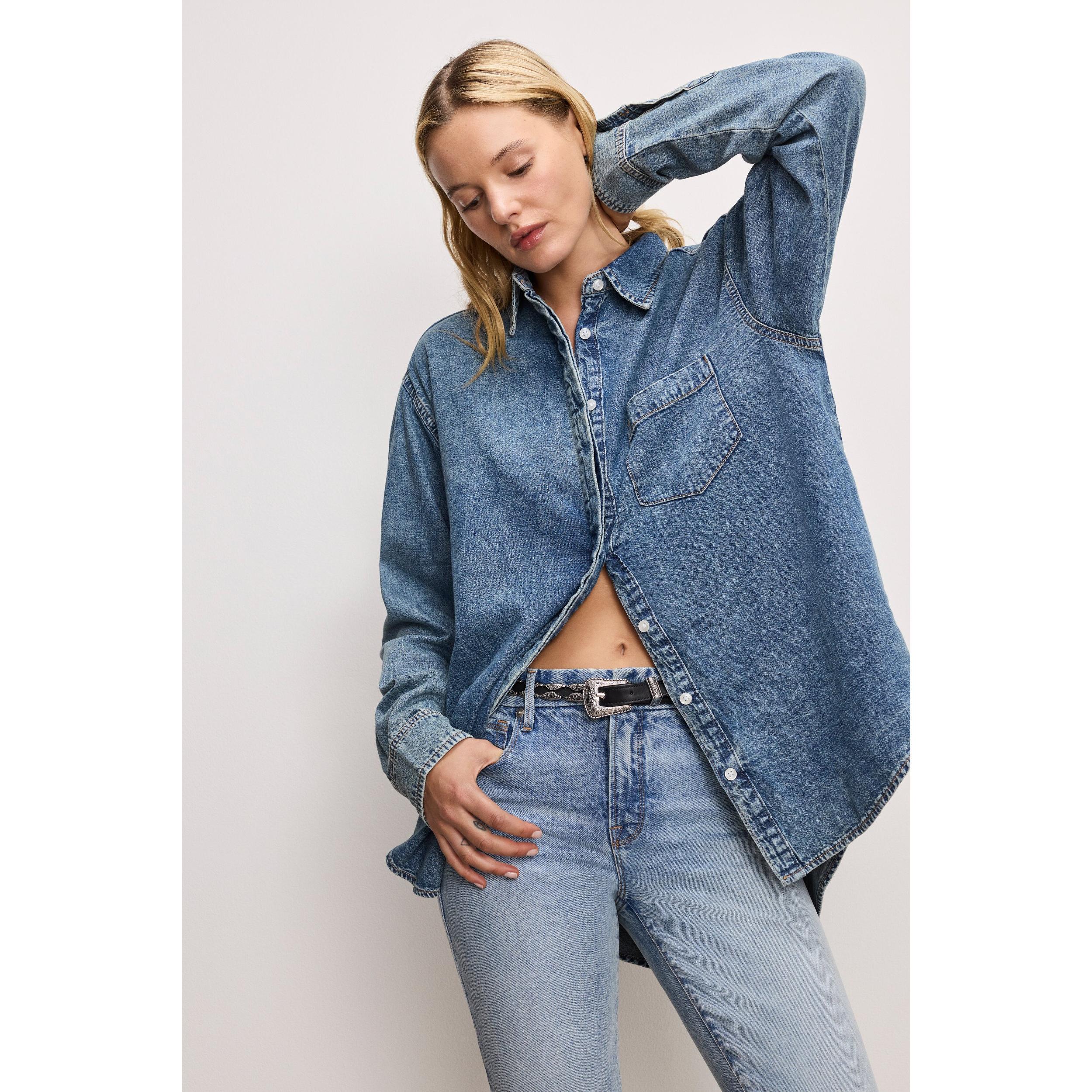 Womens Classic Denim Shirt | | Good American by Khlo Kardashian Product Image