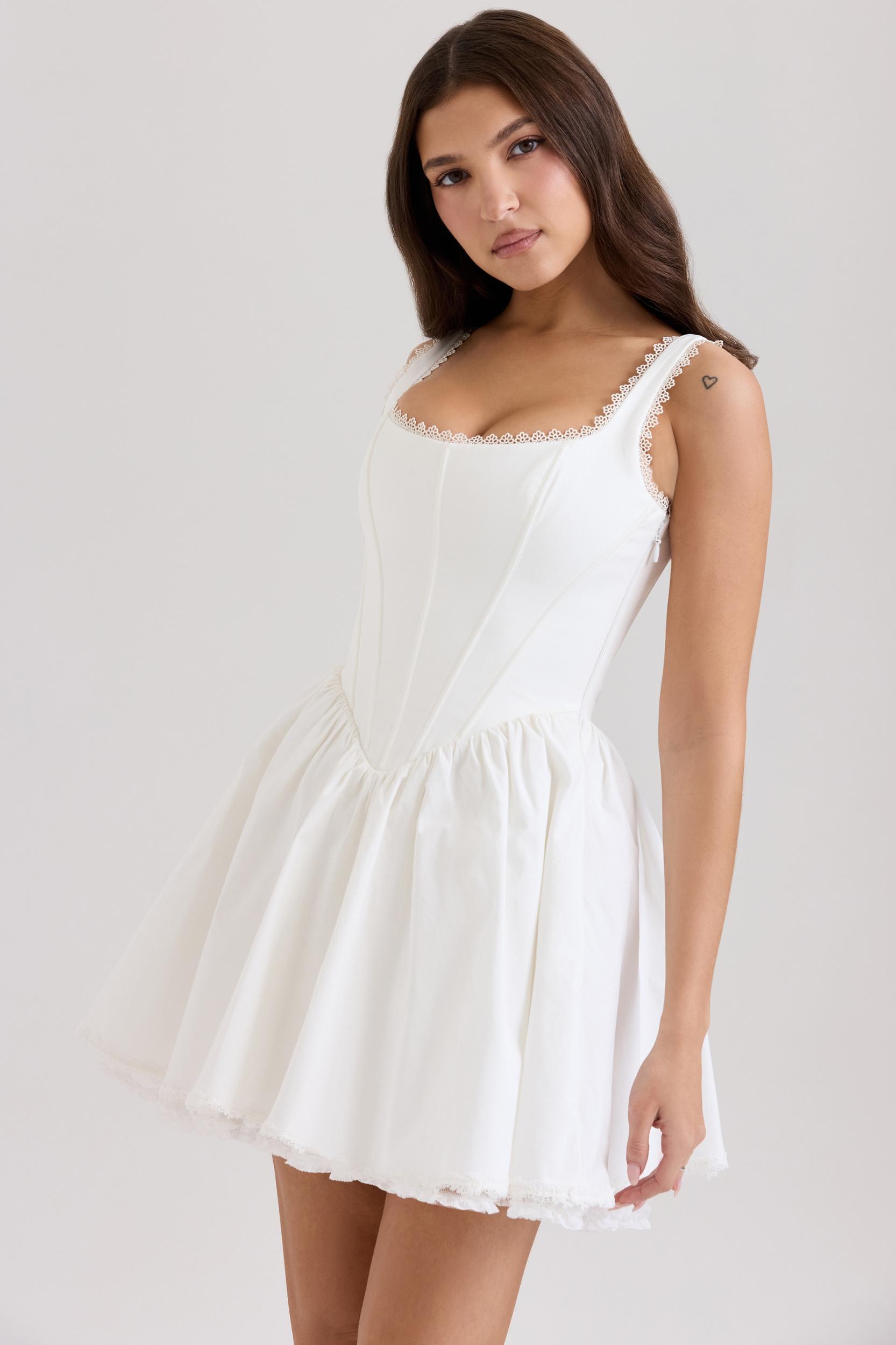 Letitia  white stretch cotton mini dress Product Image