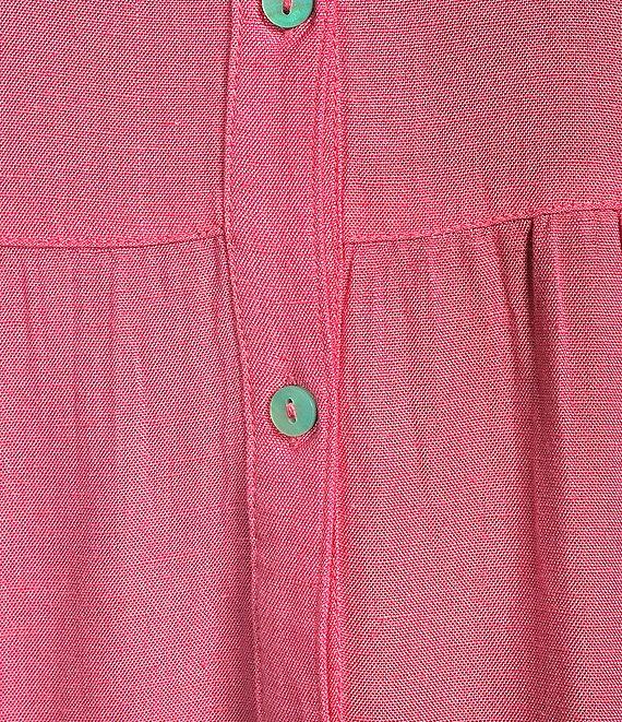 ELAN Woven Point Collar Bubble Sleeve Button Front Midi Shirt Dress Product Image