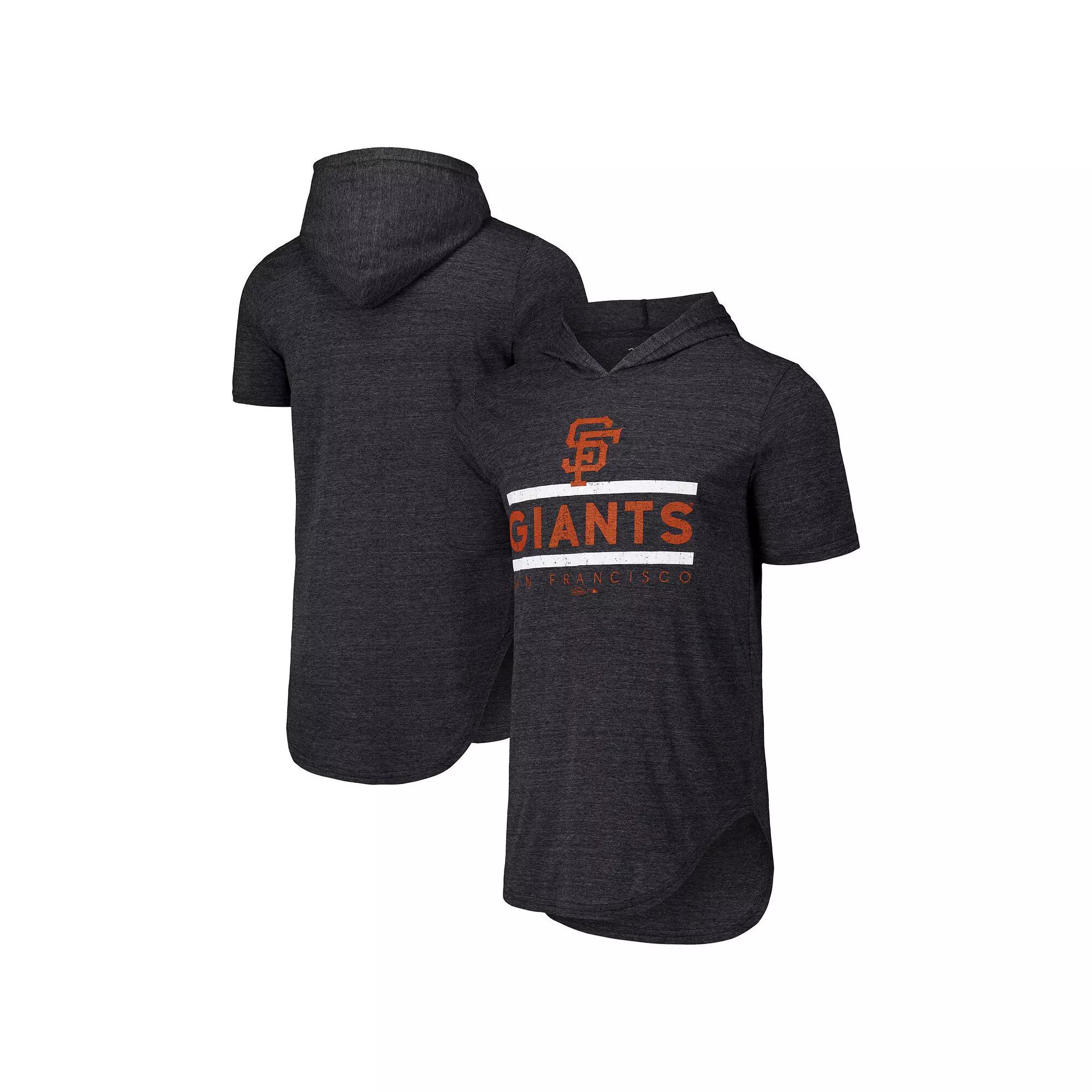 Men's Majestic Threads Black San Francisco Giants Tri-Blend Hoodie T-Shirt,  Product Image
