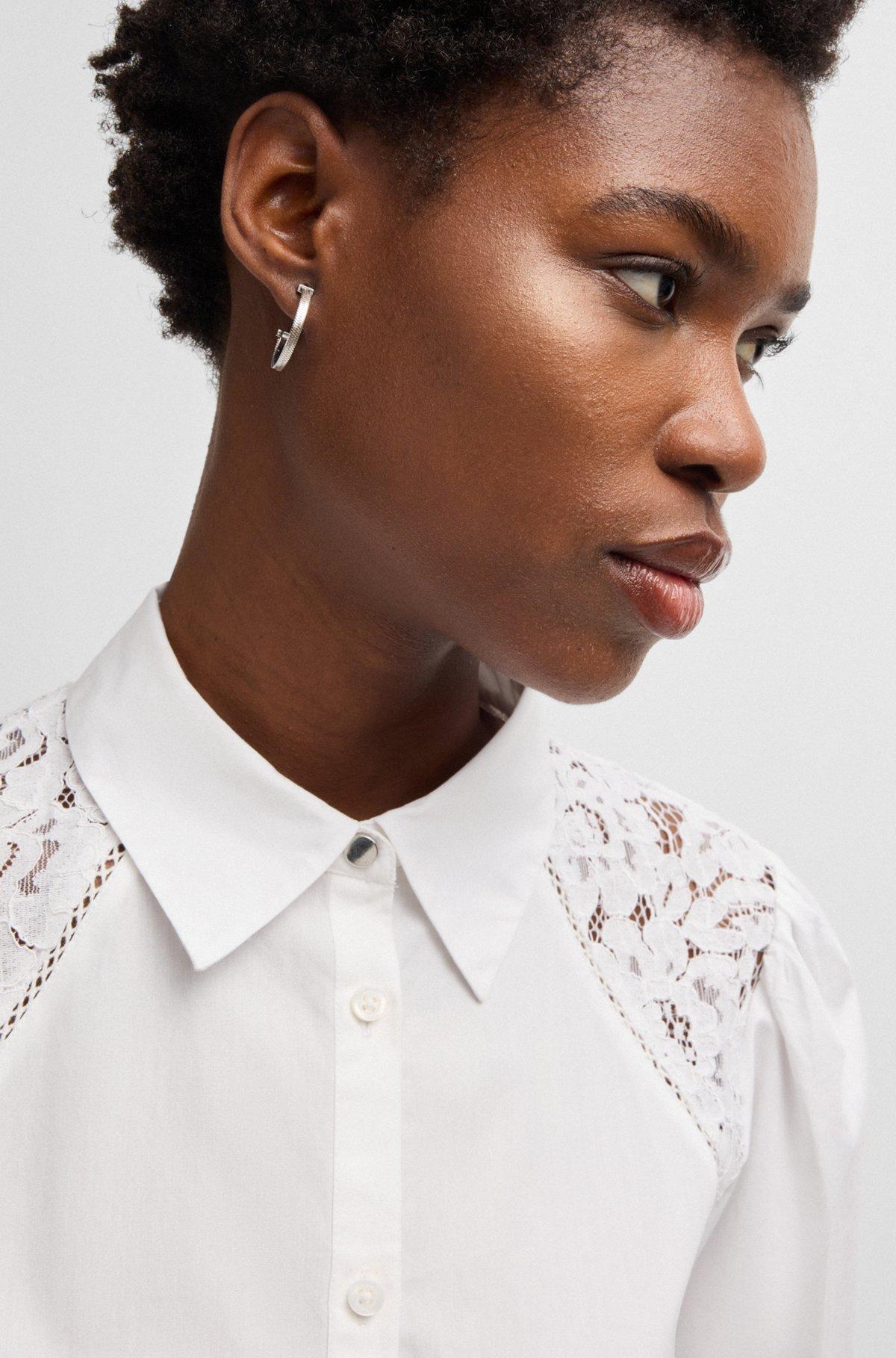 Regular-fit blouse with lace shoulders Product Image