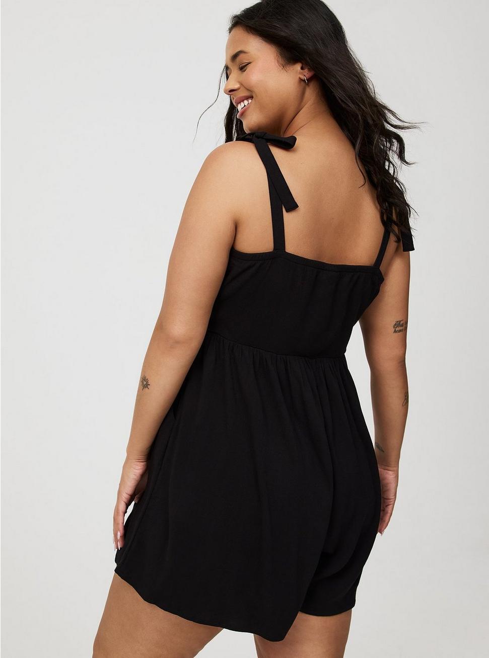 Rayon Slub Tie-Strap Romper Product Image