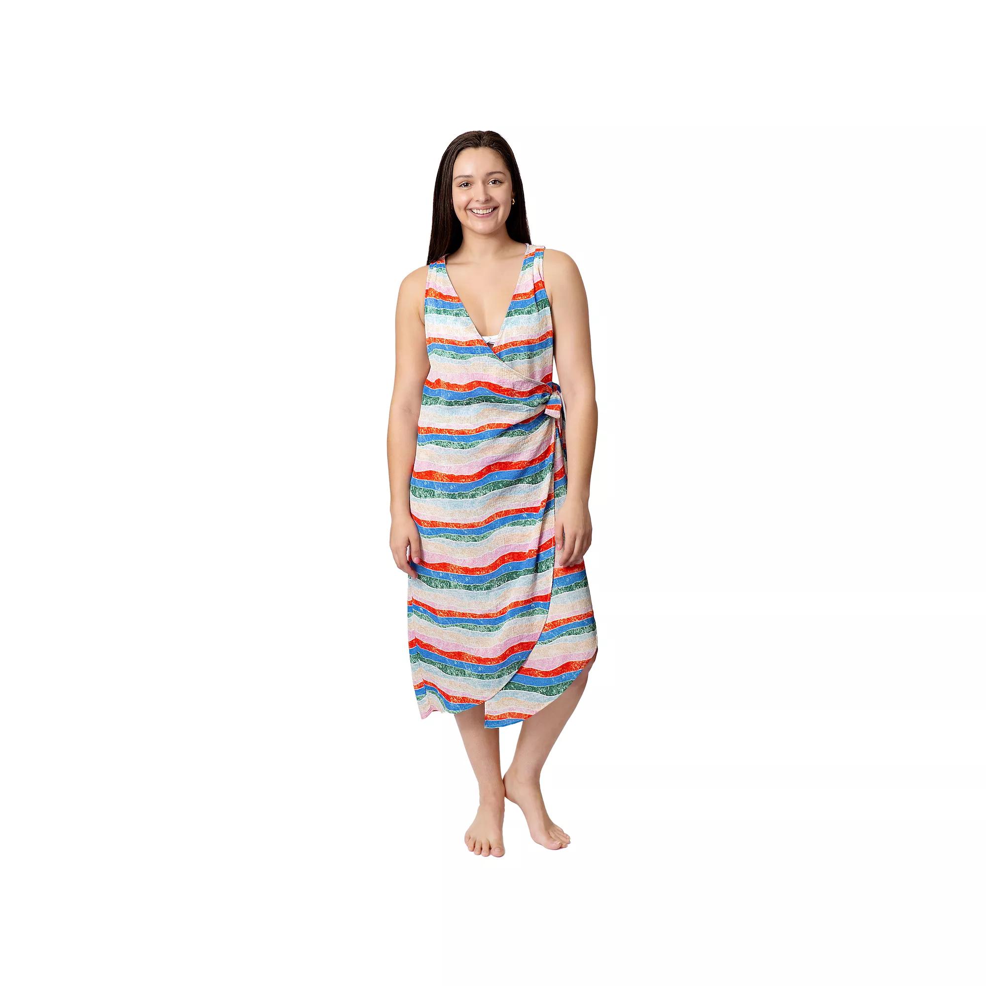 Women's Aqua Del Mar Tie-Front Wrap Coverup Dress, Size: XXL, Pink Cobbler Product Image