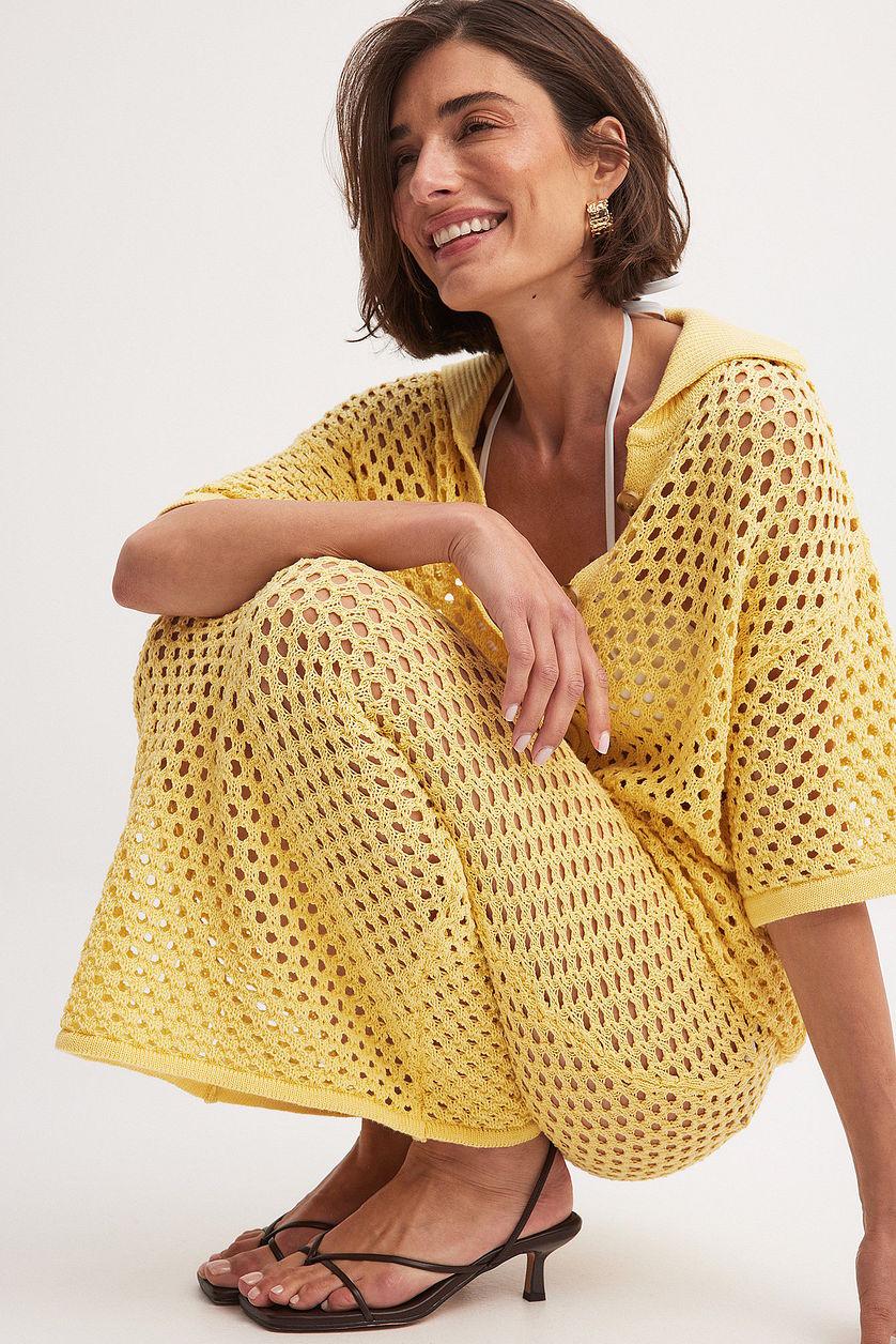 Hole Knitted Maxi Skirt Product Image