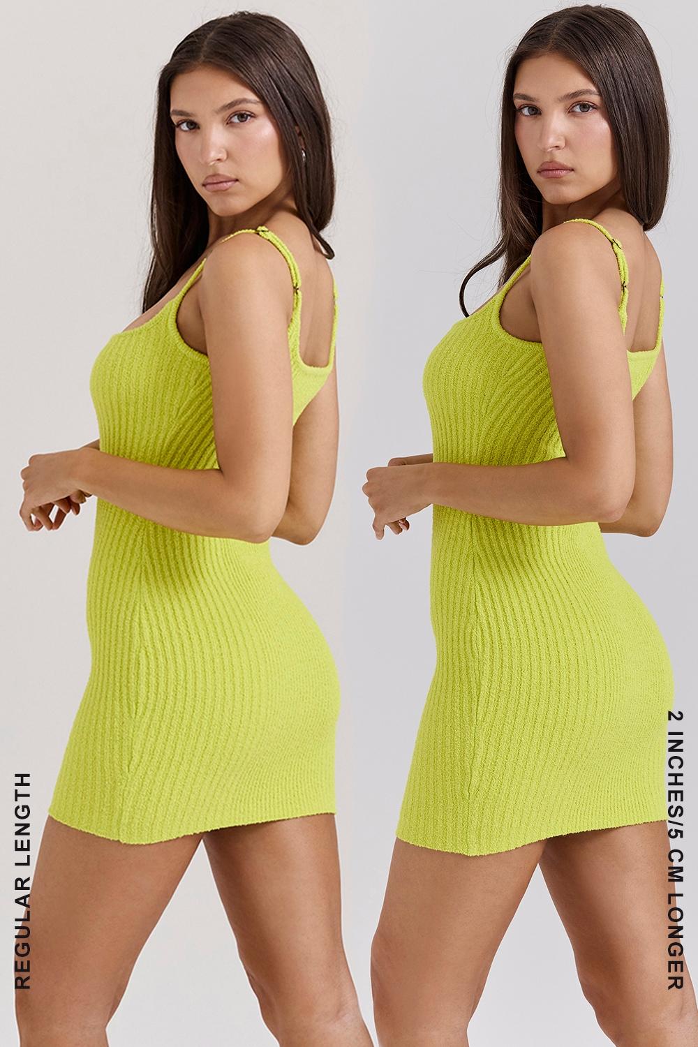 Neri  acid lime textured cotton knit mini dress - sale Product Image