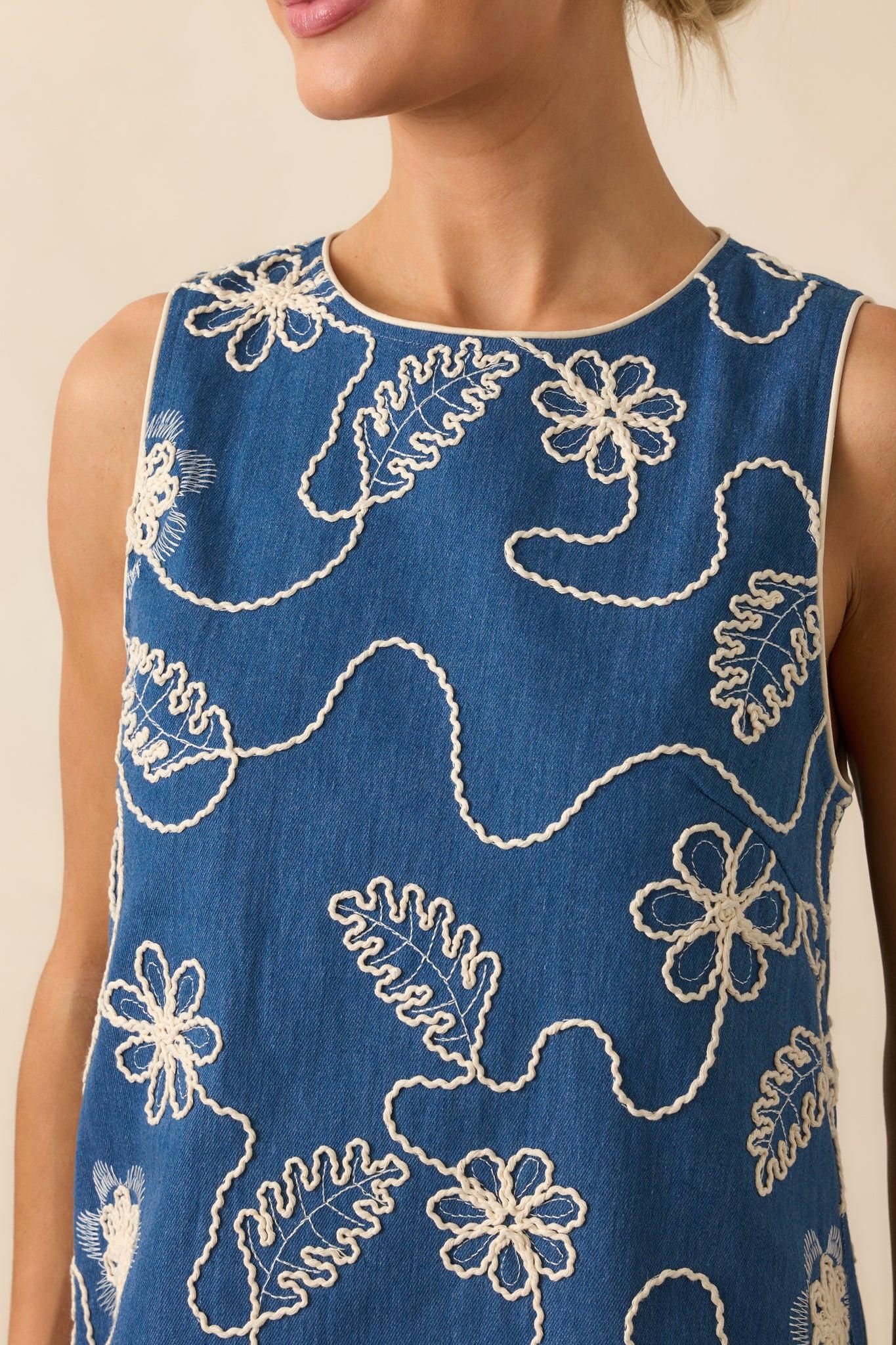 Couldn't Help Myself Dark Wash Cotton Denim Mini Dress Product Image