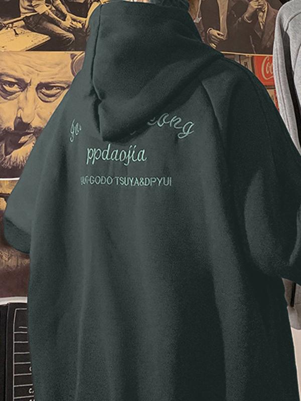 Men's Letter Embroidery Patchwork Pullover Hoodie Product Image