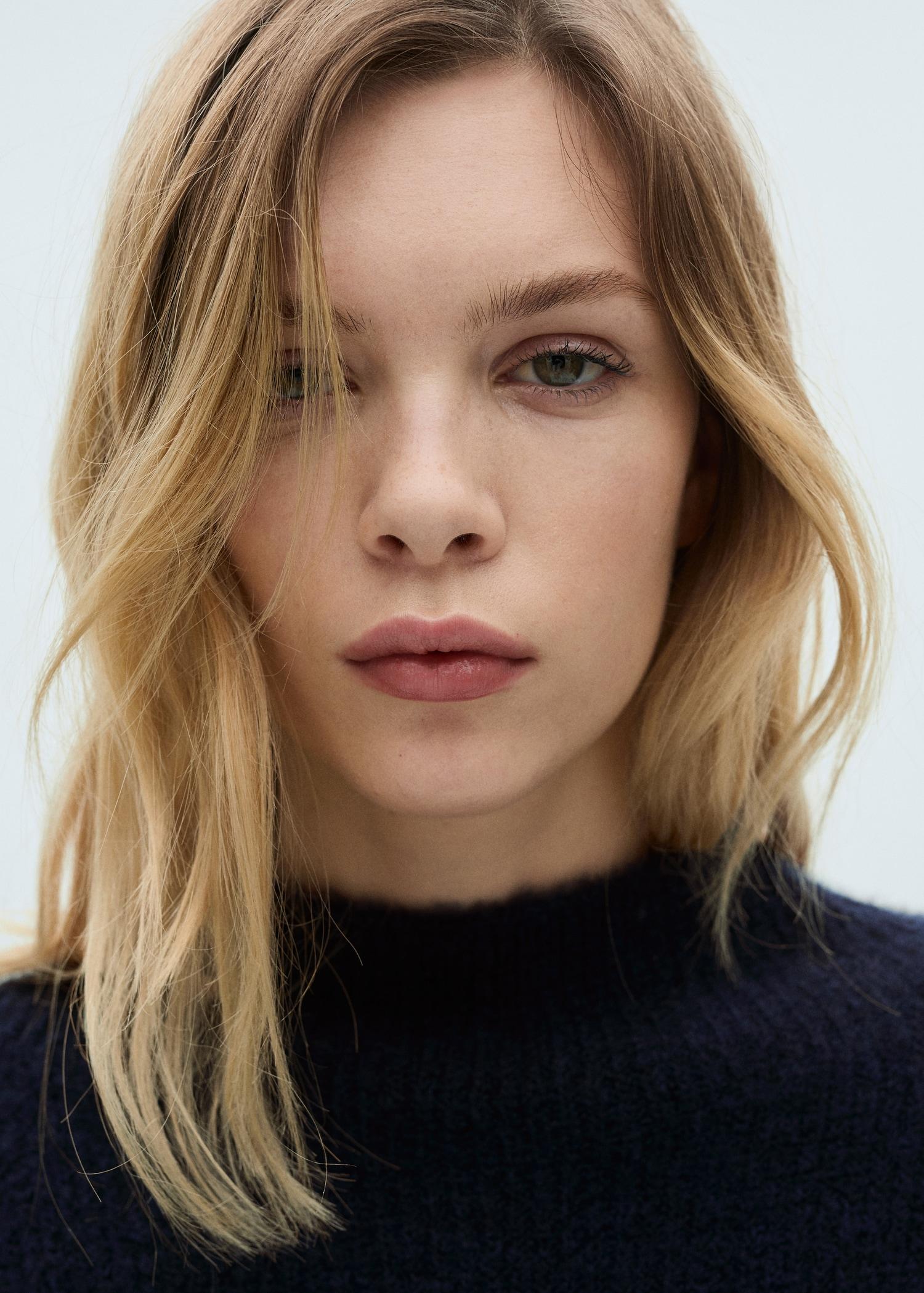 Striped sweater with perkins neck - Women | MANGO USA Product Image