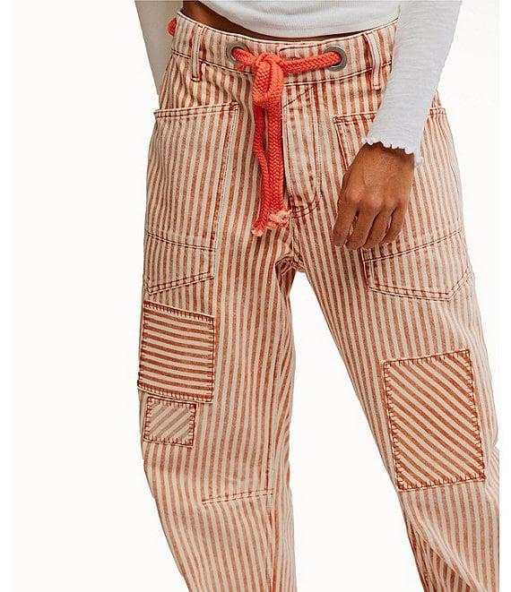 Free People Moxie Railroad Stripe Print Patch Pocket Straight Leg Pant Product Image