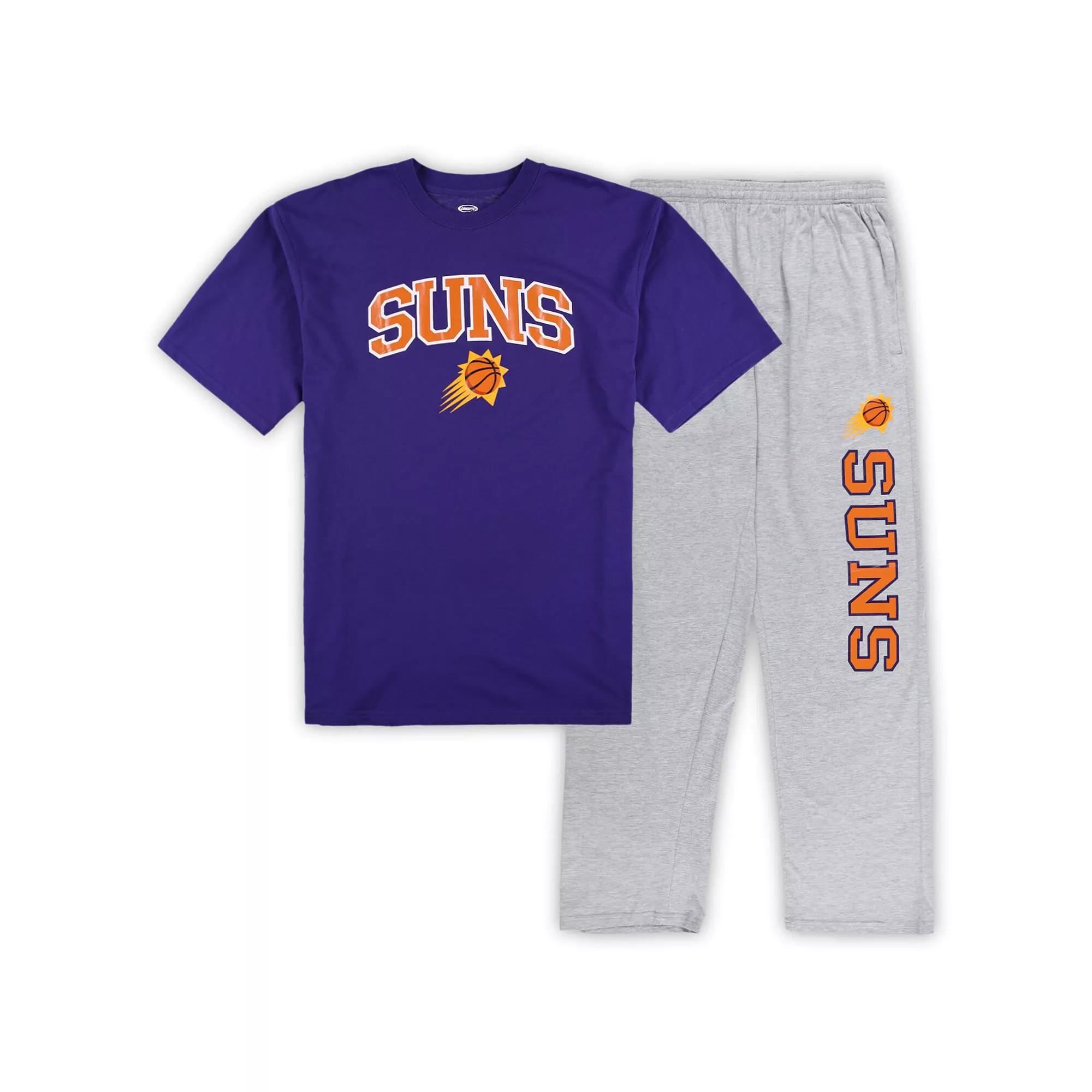 Men's Concepts Sport Purple/Heather Gray Phoenix Suns Big & Tall T-Shirt and Pajama Pants Sleep Set,  Product Image