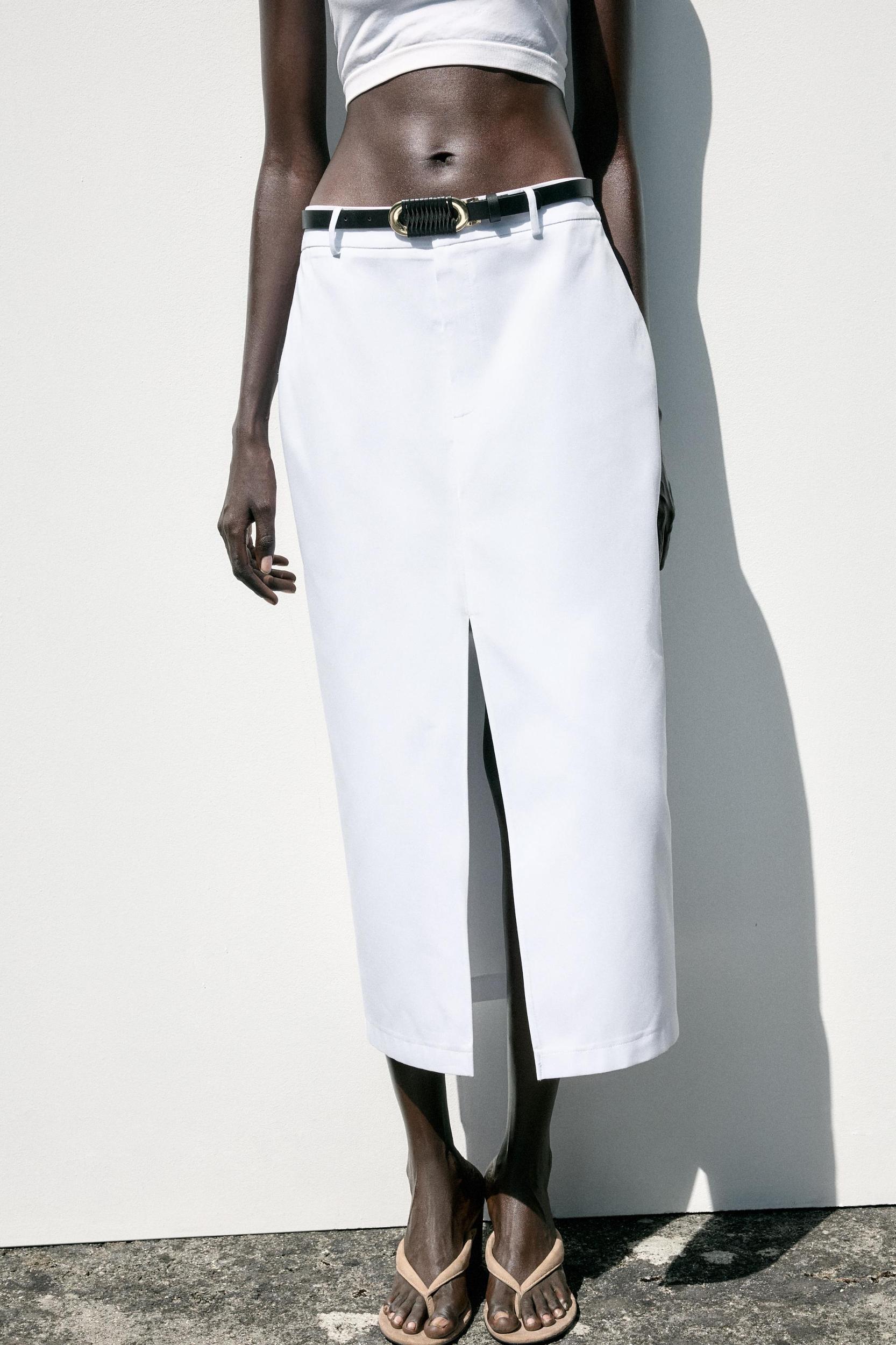 BELTED STRAIGHT MIDI SKIRT Product Image