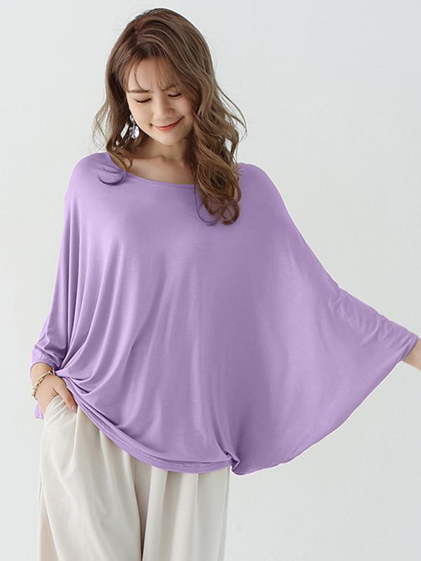 Vintage Loose Round-Neck Batwing Sleeves Shirts Product Image
