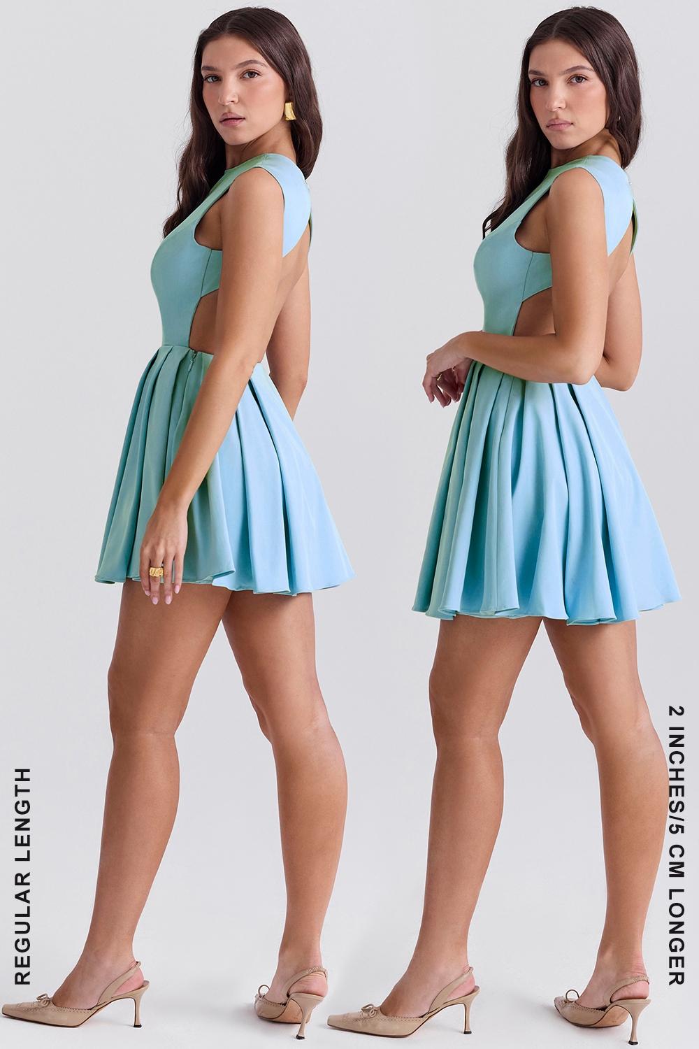 Ingrid  tuscan blue twill mini dress Product Image