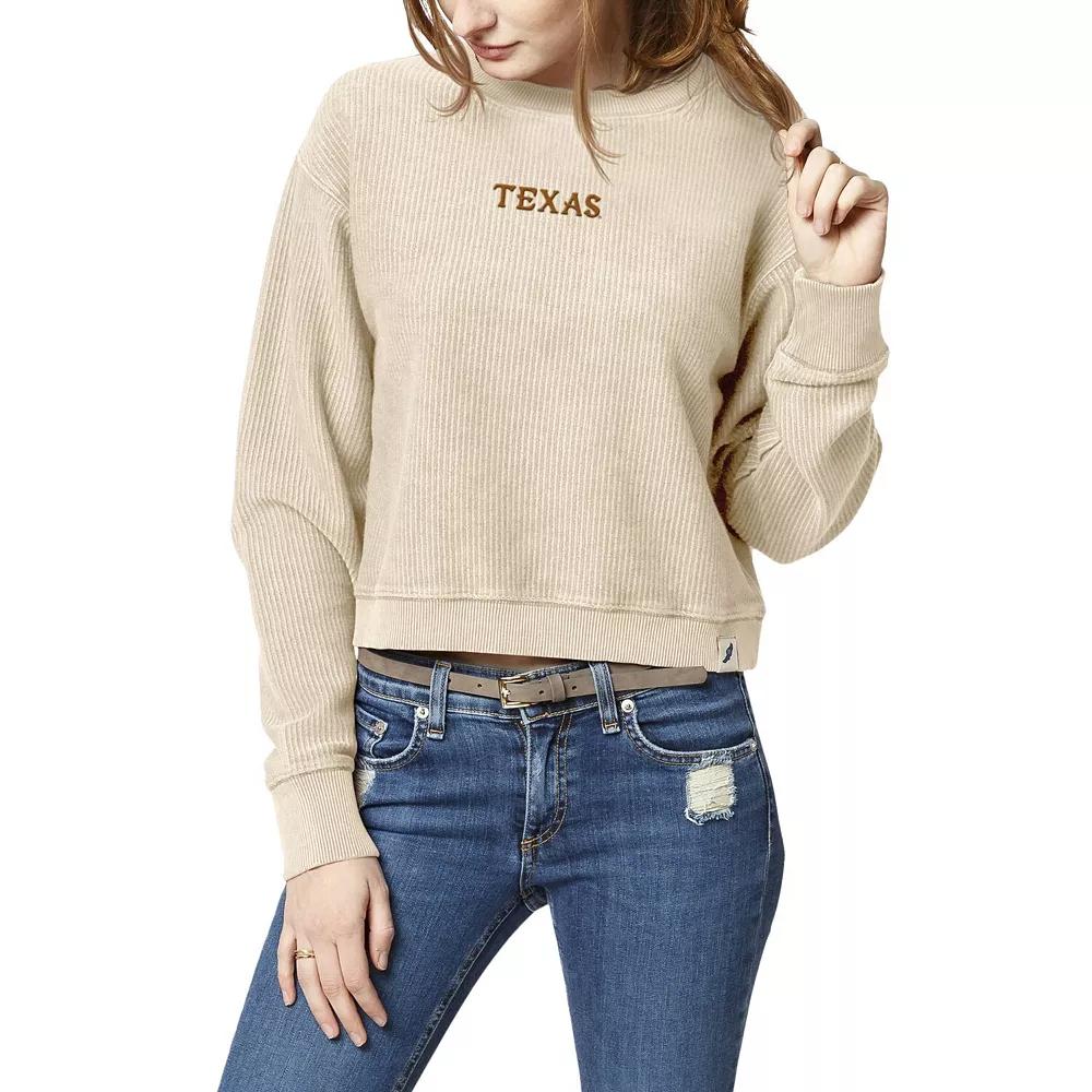 Women's League Collegiate Wear Cream Texas Longhorns Timber Cropped Pullover Sweatshirt, Size: XL, Beige Product Image