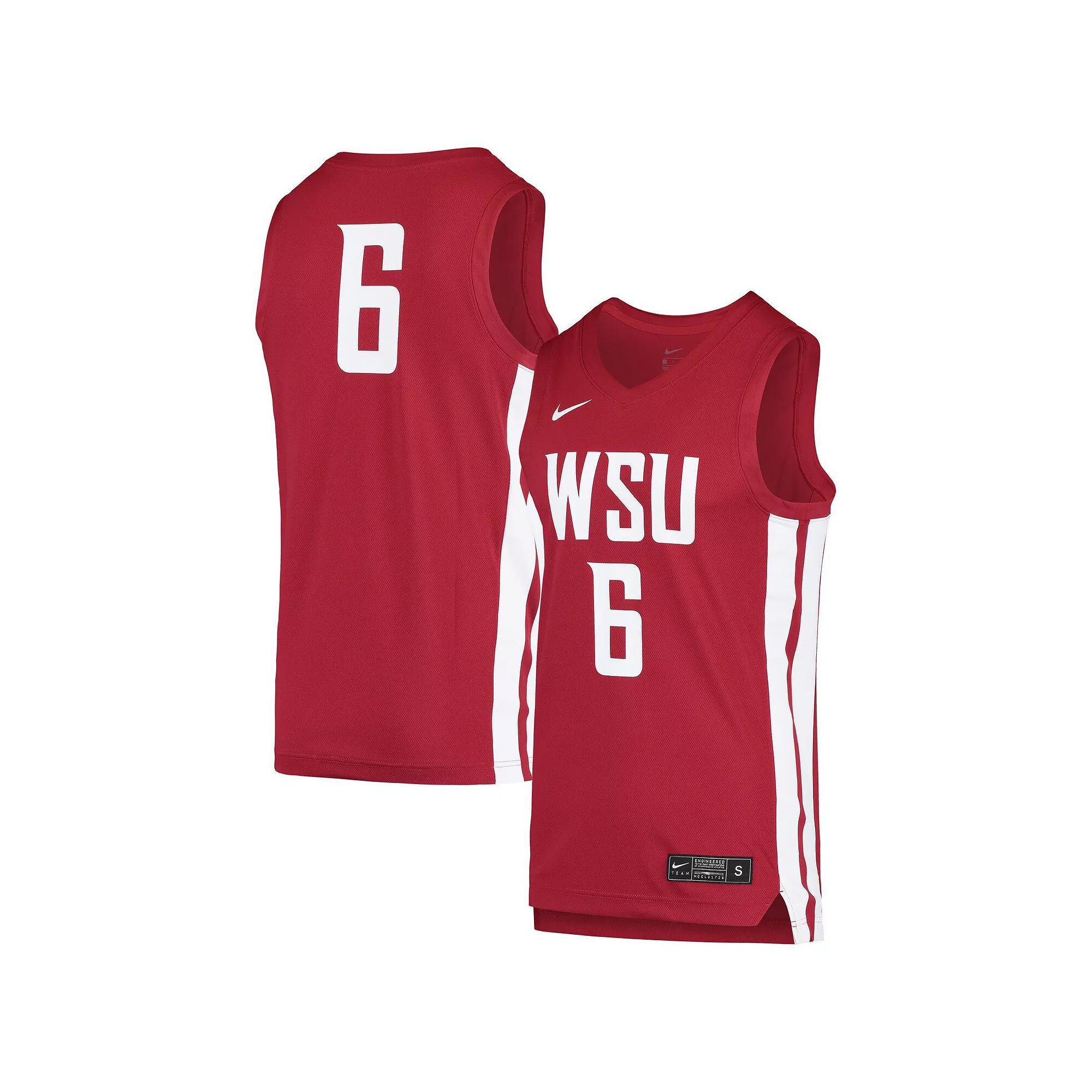 Men's Nike #6 Crimson Washington State Cougars Replica Basketball Jersey,  Product Image