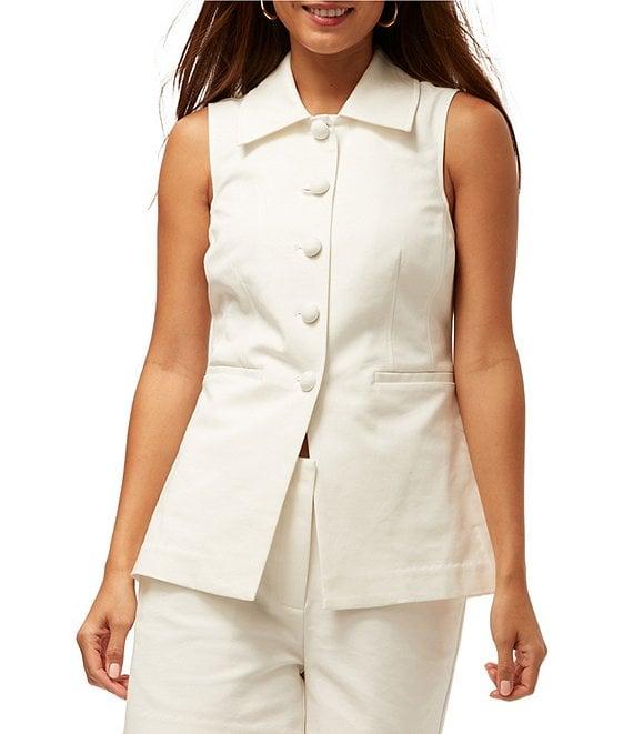 Trina Turk Follow Through Point Collar Sleeveless Top Product Image