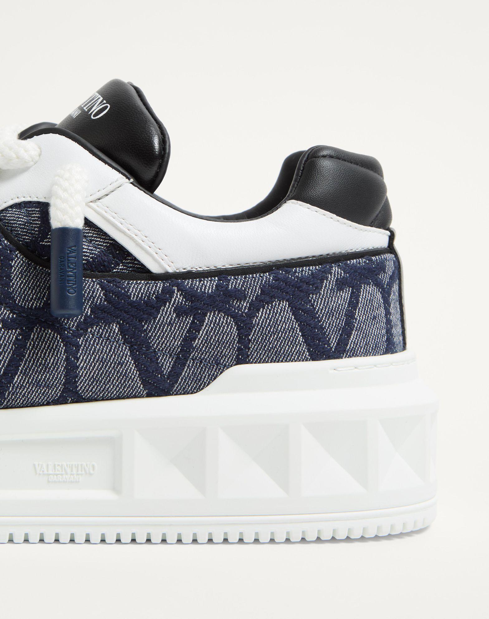 One Stud Xl Low-Top Sneaker In Denim-Effect Toile Iconographe Jacquard Fabric Product Image