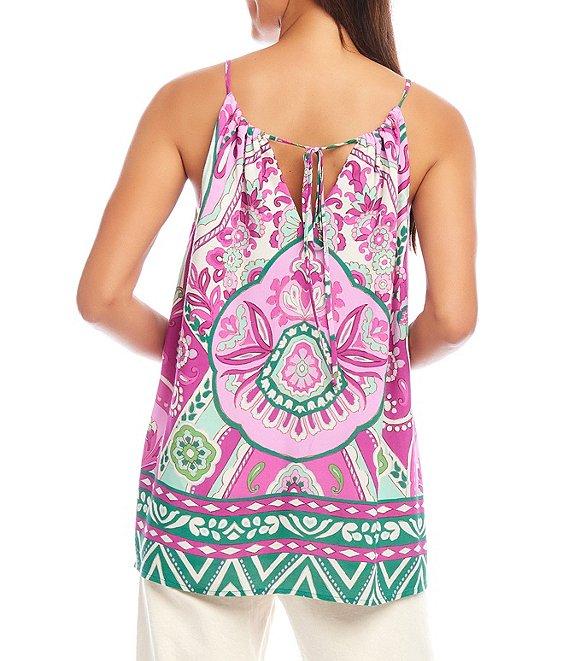 Karen Kane Printed Keyhole Neck Sleeveless Tank Top Product Image