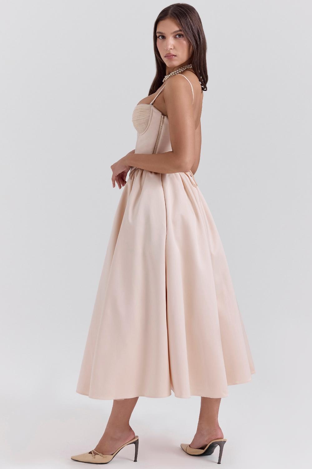 Perfect  peach satin corset and skirt - sale Product Image