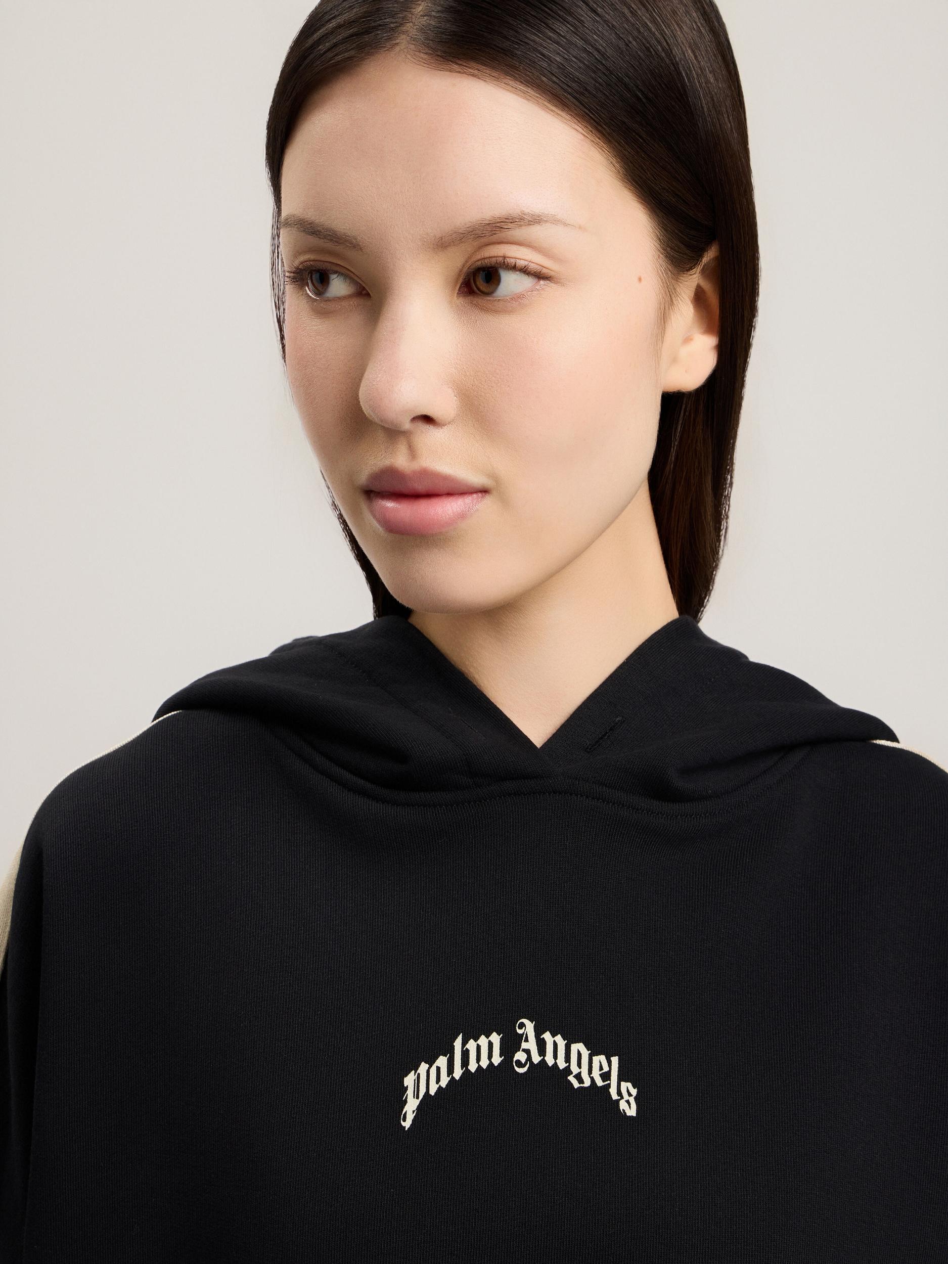 Curved Logo Loose Crop Hoodie Product Image