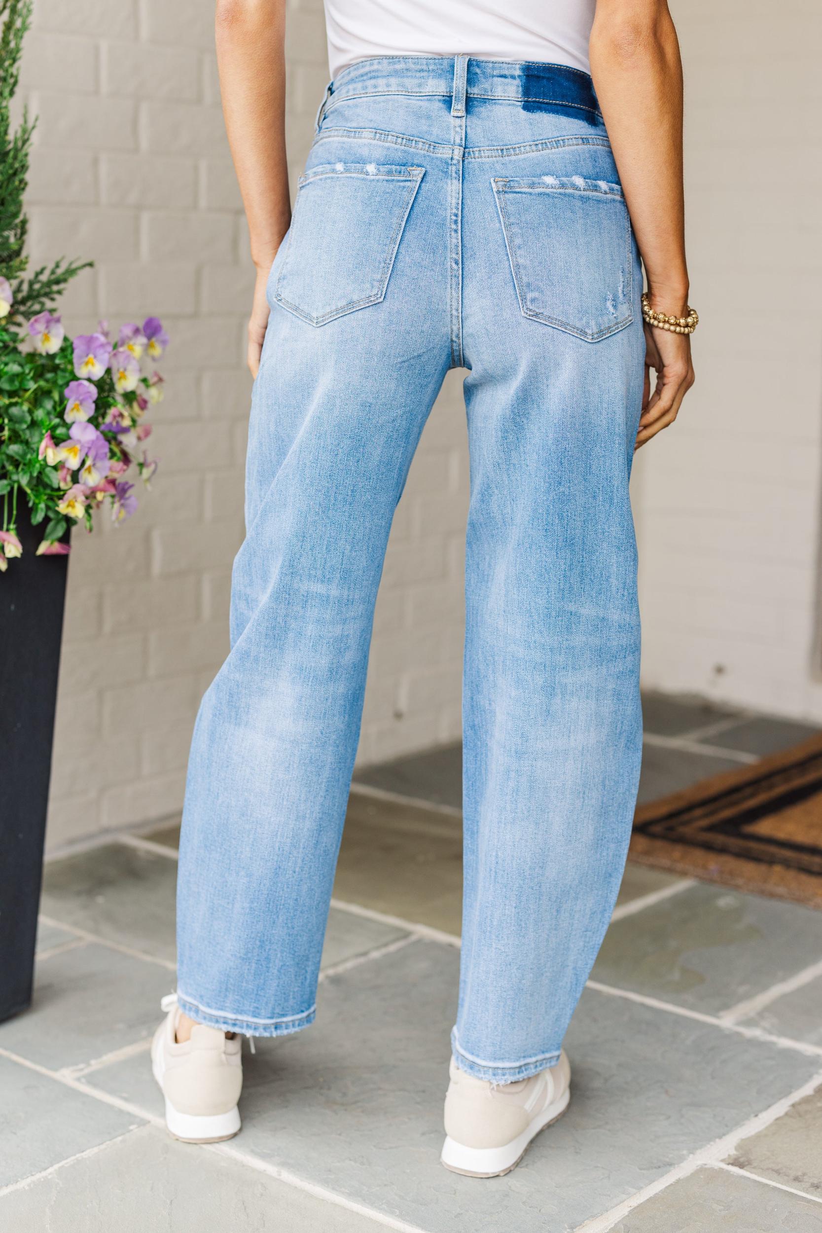 All For It Medium Wash Barrel Leg Jeans Female Product Image