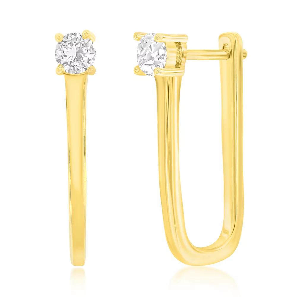 Argento Bella Sterling Silver Cubic Zirconia U-Shape Earrings, Women's, Gold Tone Product Image