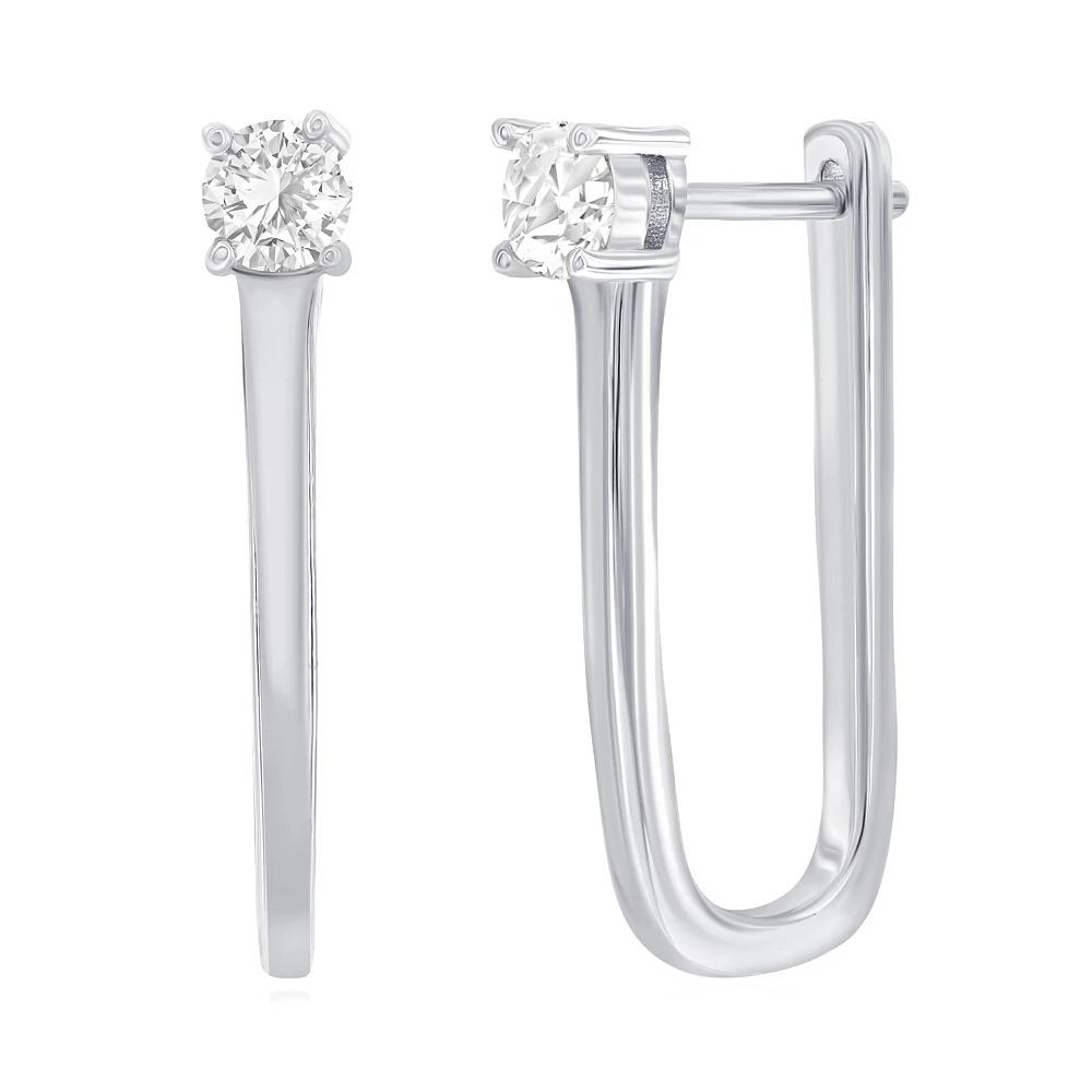 Argento Bella Sterling Silver Cubic Zirconia U-Shape Earrings, Women's Product Image
