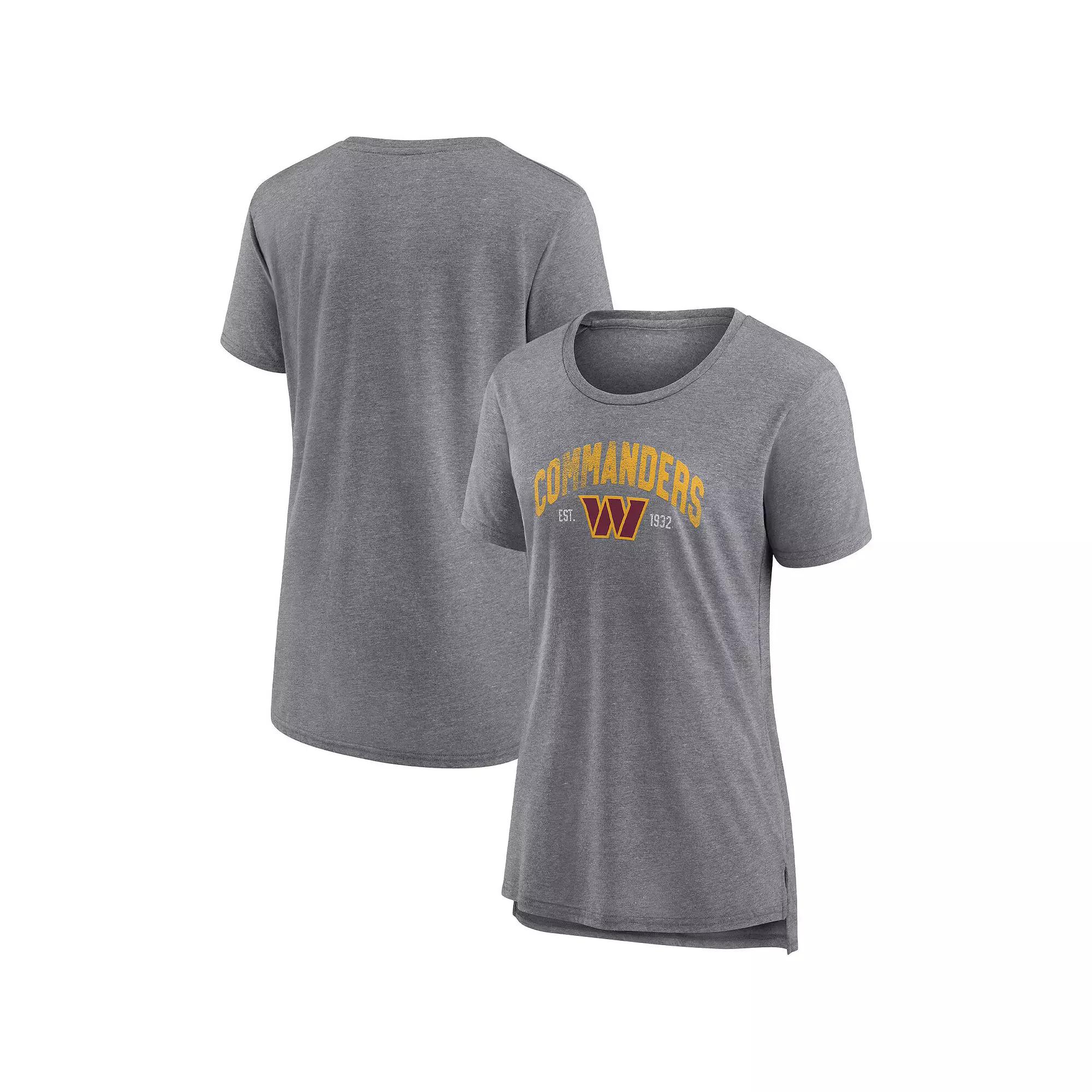 Women's Fanatics Branded Heathered Gray Washington Commanders Drop Back Modern T-Shirt,  Product Image