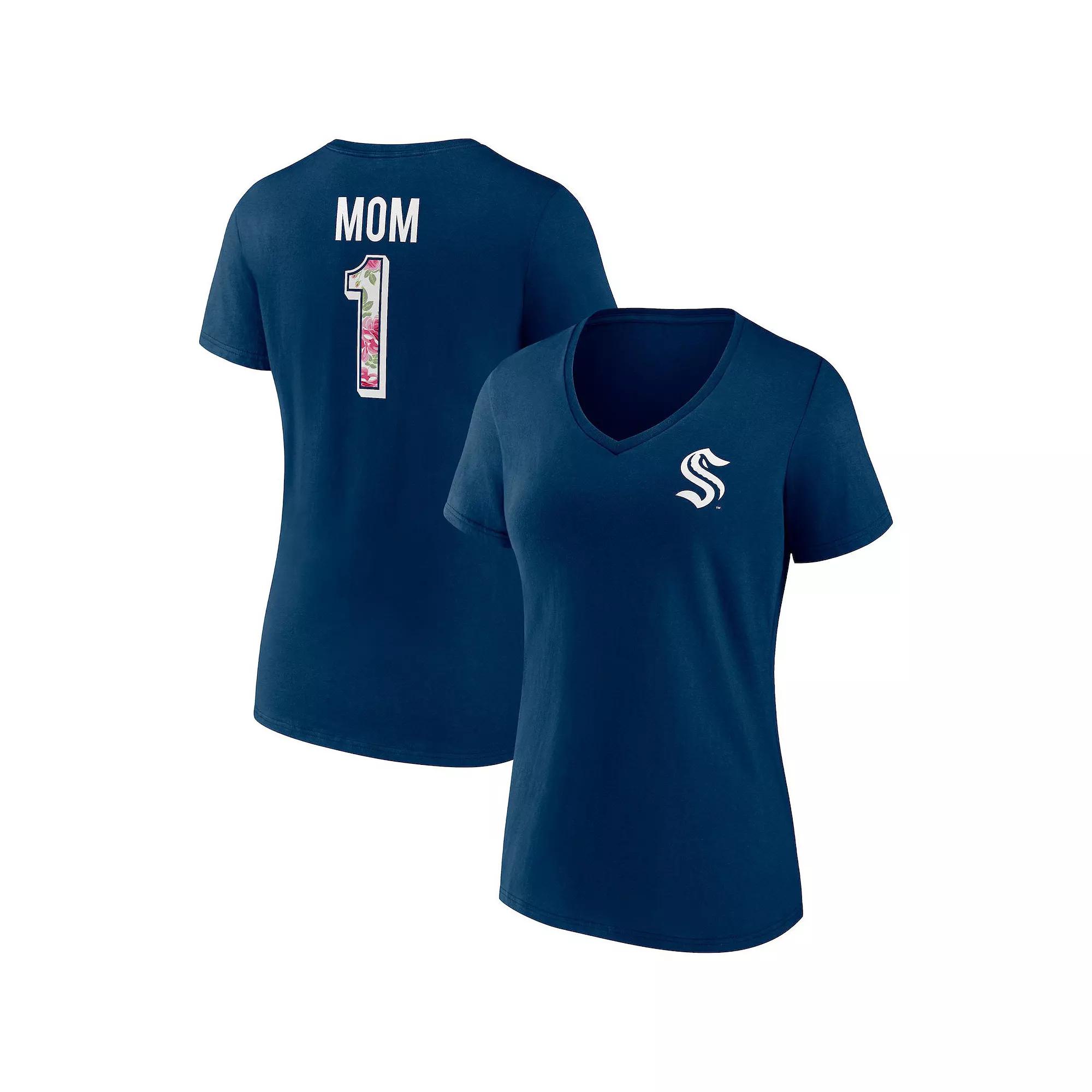 Women's Fanatics Branded Deep Sea Blue Seattle Kraken Team Mother's Day V-Neck T-Shirt,  Product Image