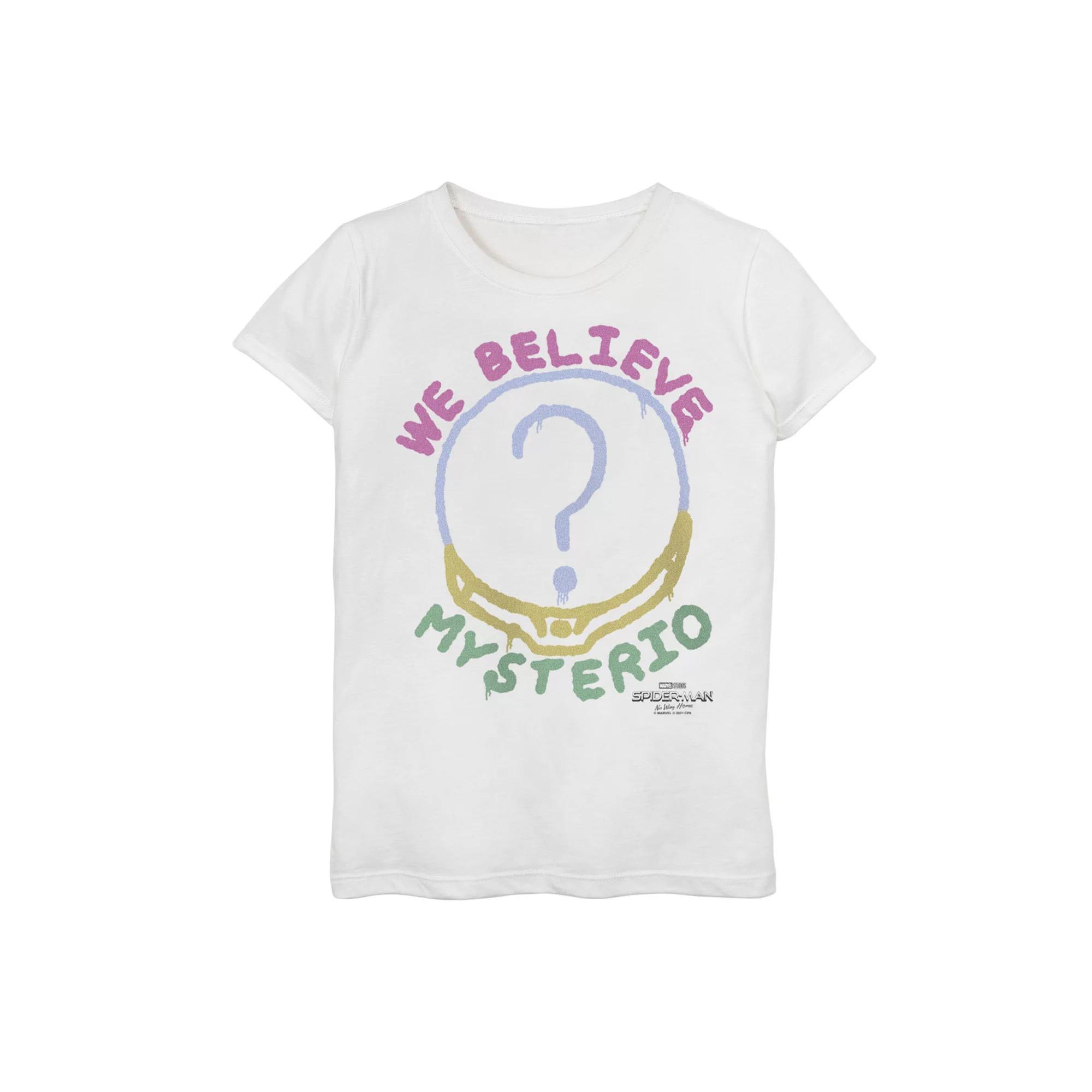 Girls 7-16 Marvel Spider-Man No Way Home Mysterio We Believe Logo Graphic Tee, Girl's, Size: XL, White Product Image