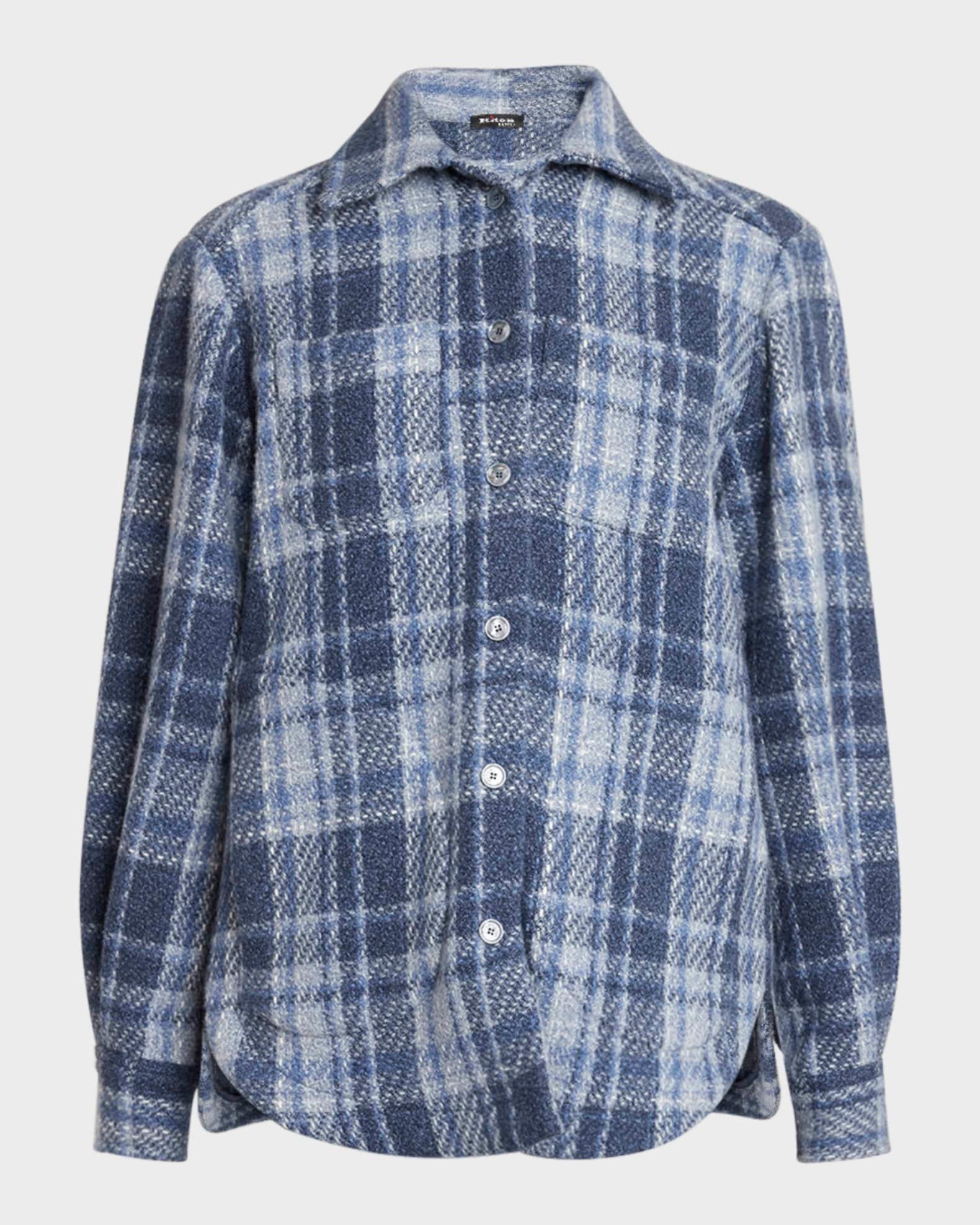 Plaid Cashmere Shirt Jacket Product Image