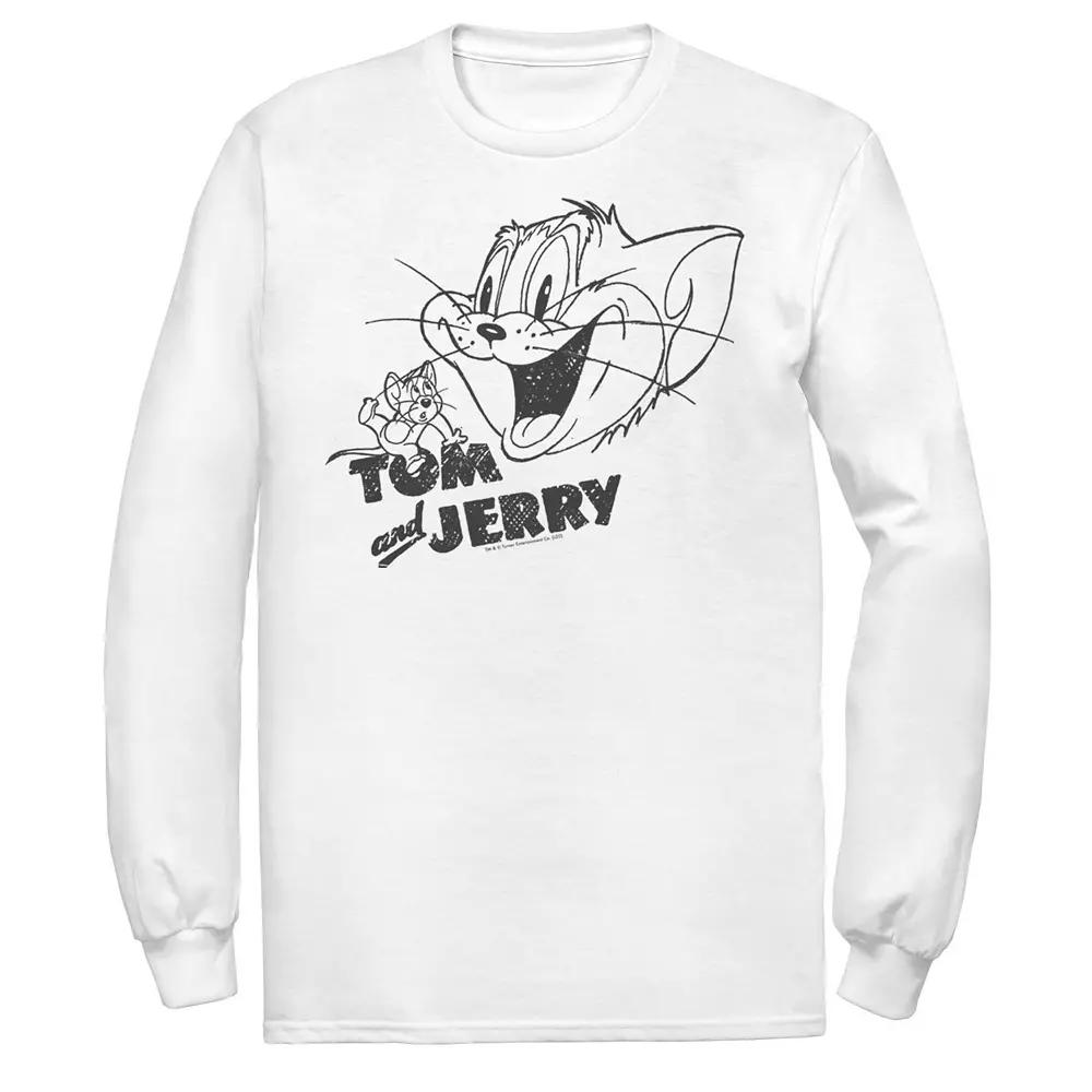 Men's Tom And Jerry Line Art Portrait Logo Tee,  Product Image